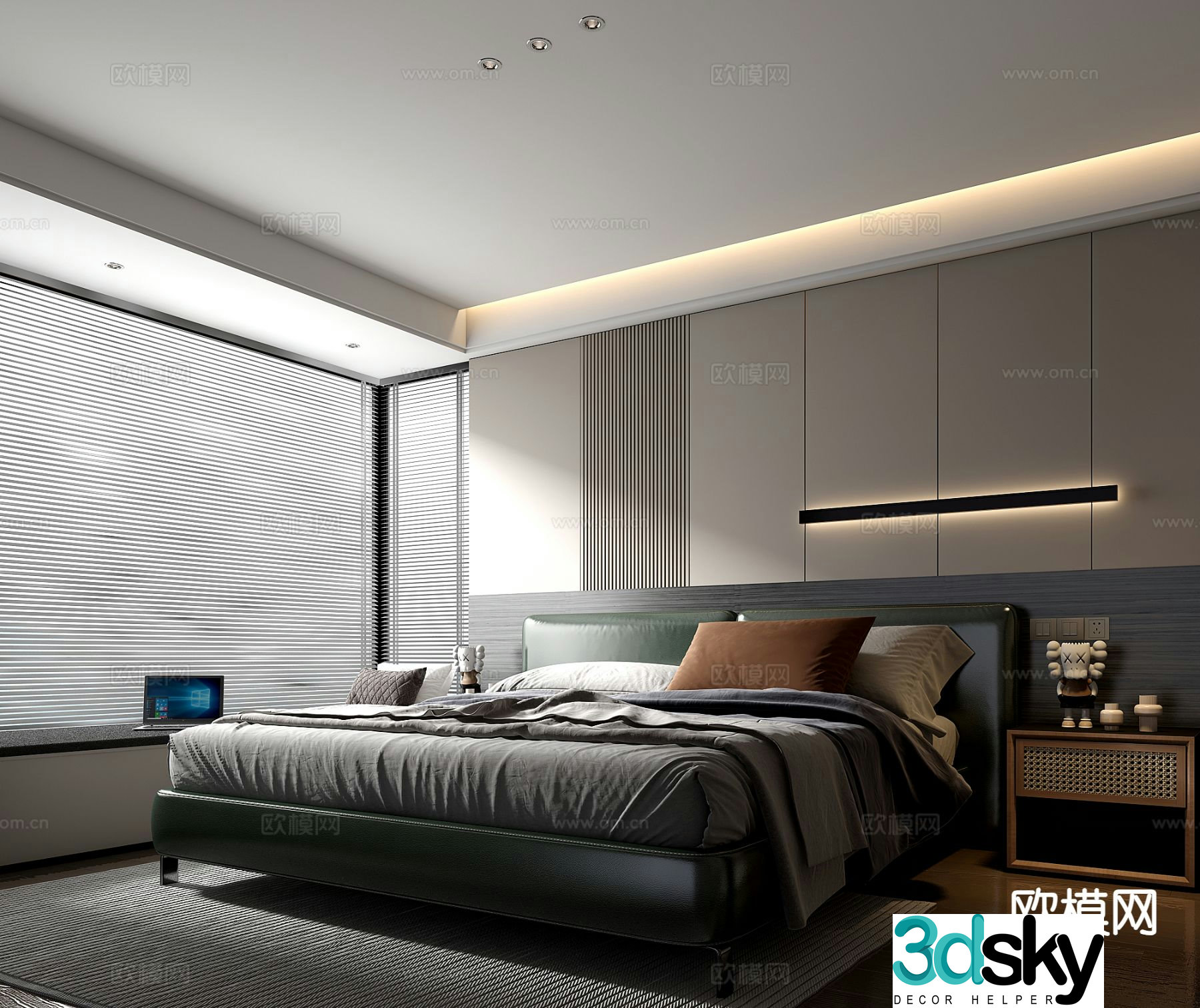 Modern double bed 3d model