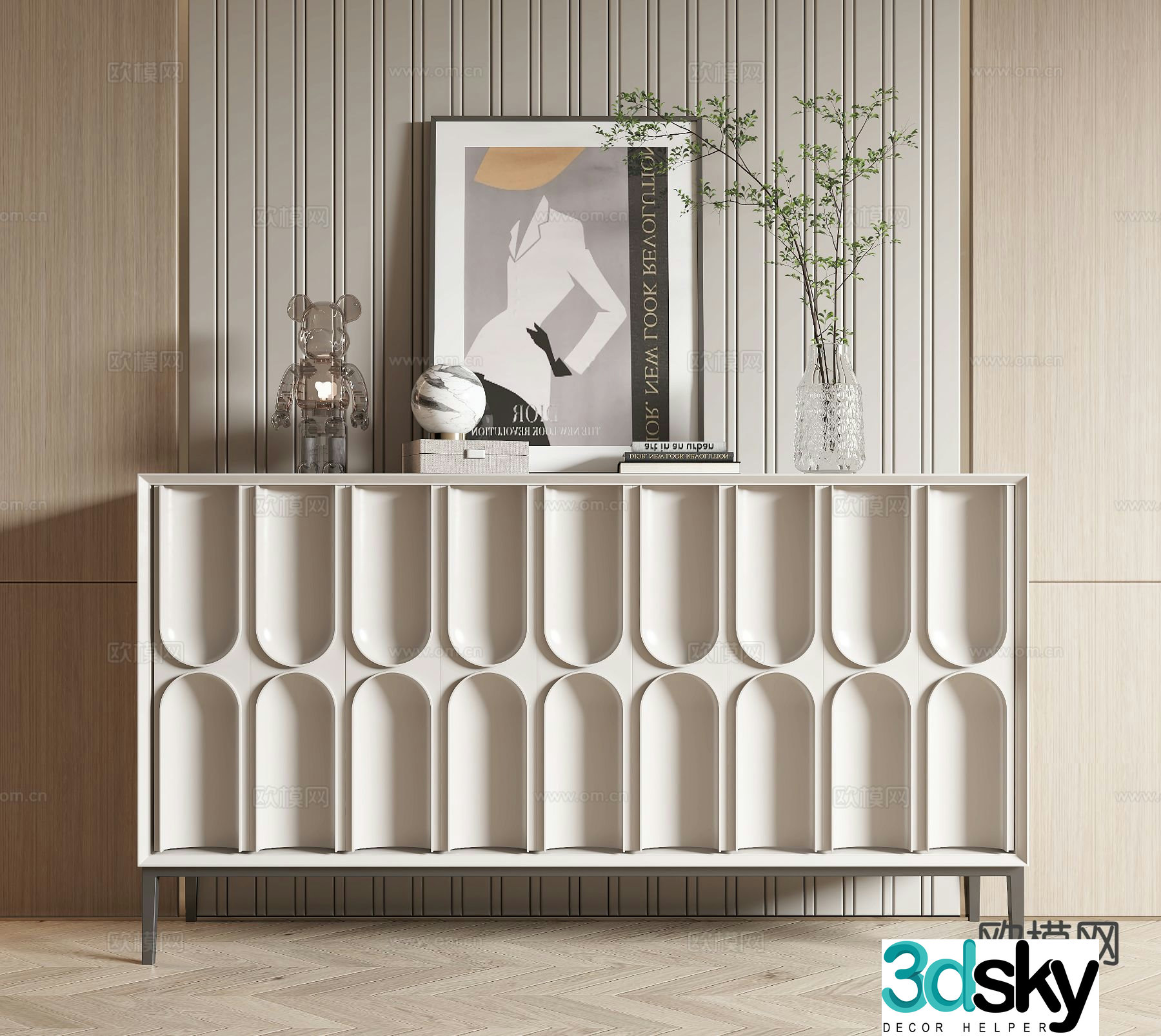 Modern side cabinet porch cabinet 3D model