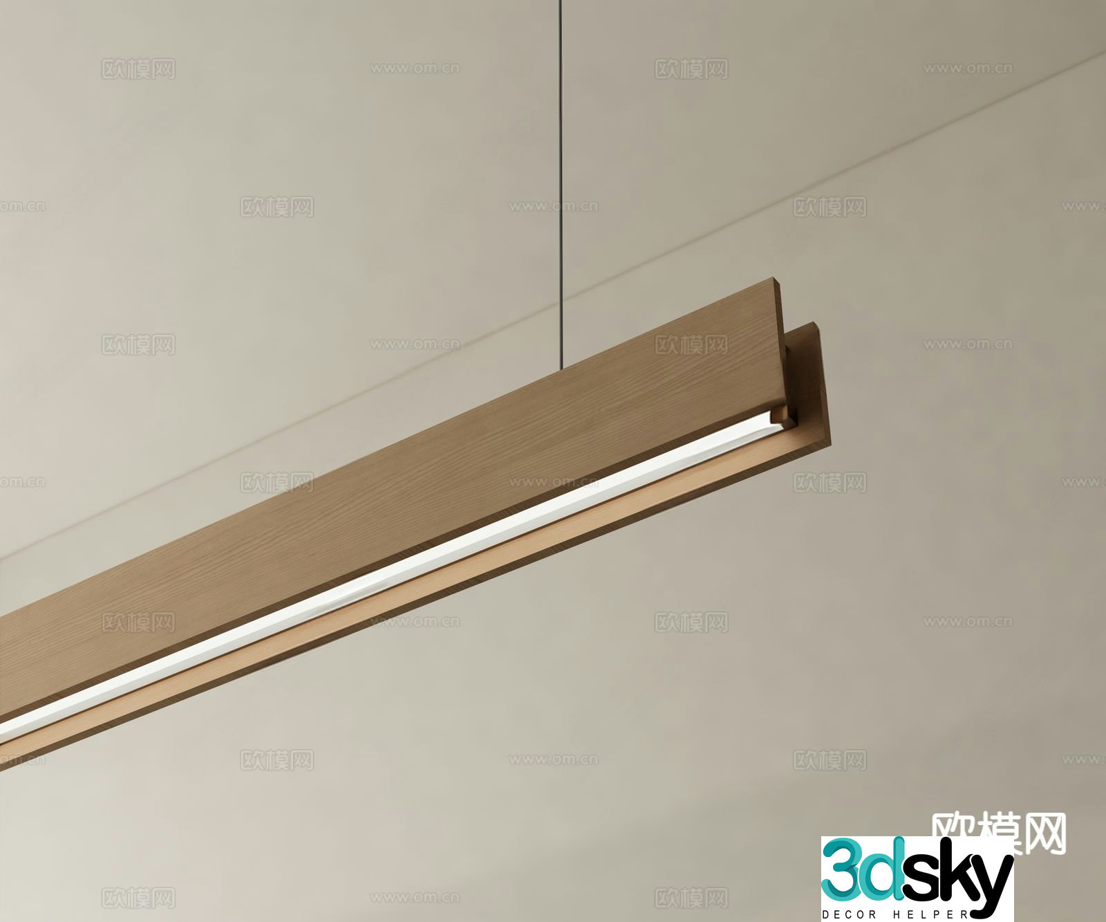 Modern long chandelier strip chandelier 3d model