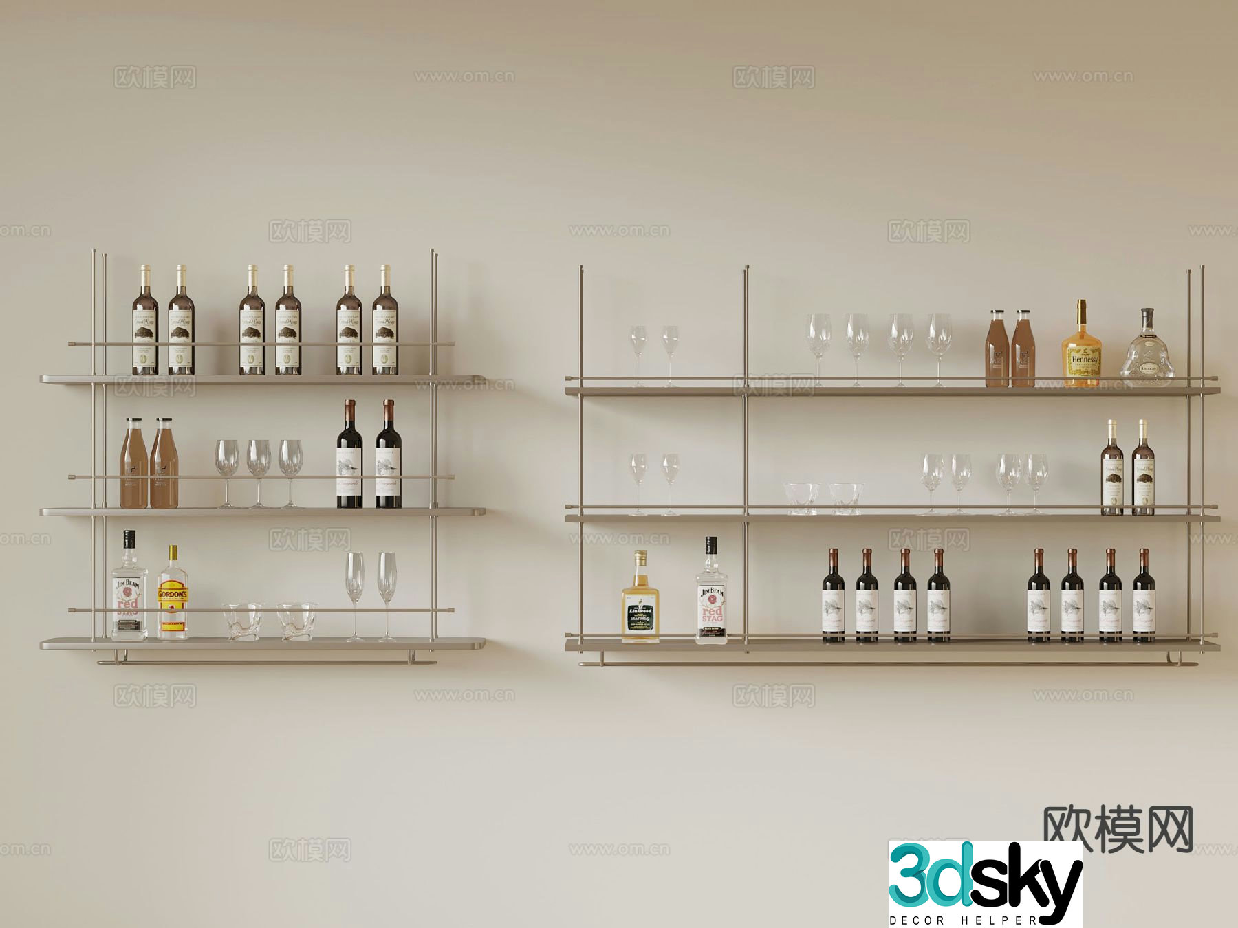Modern wine rack 3d model