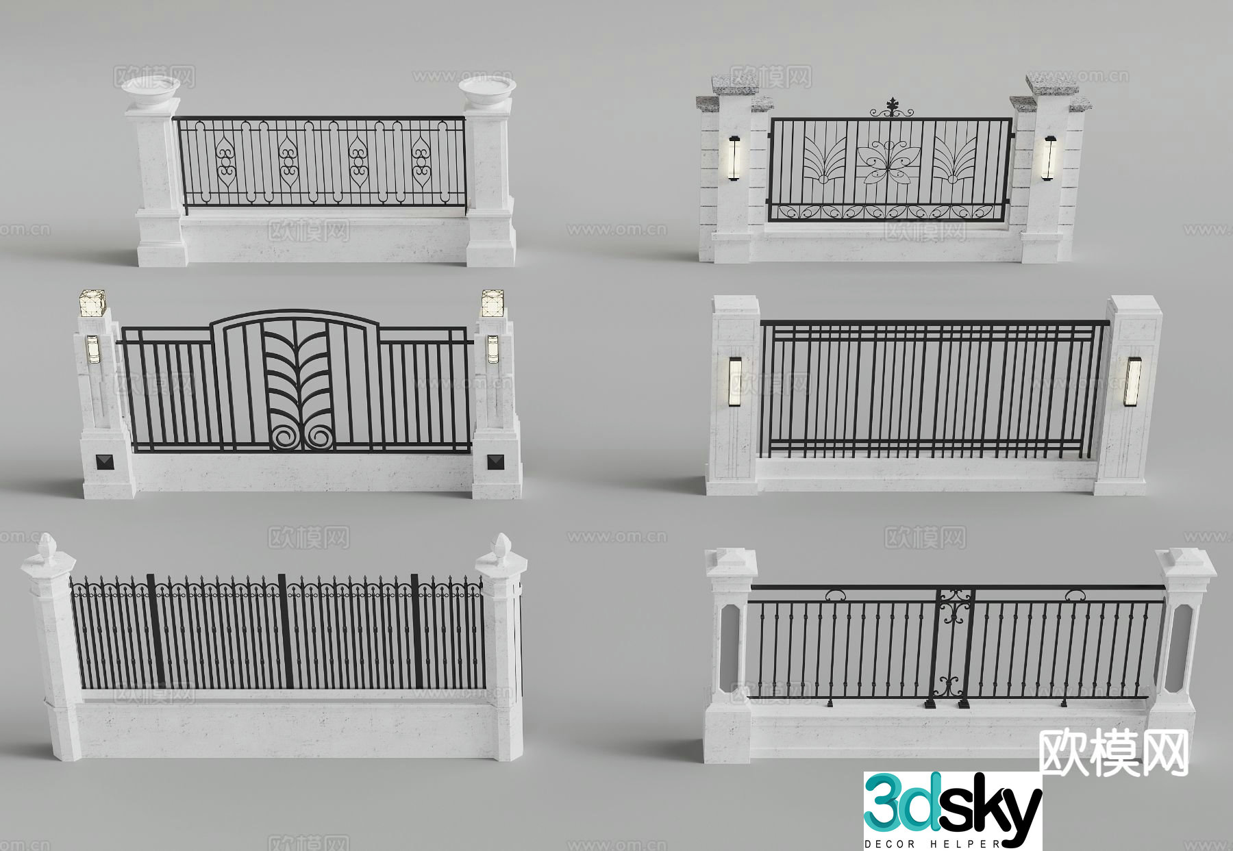 New Chinese style wall fence fence railing 3d model