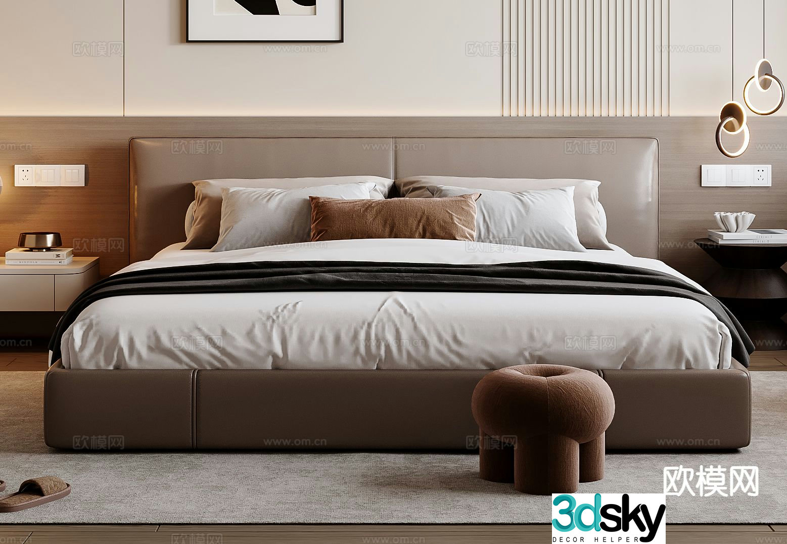 Modern double bed 3d model