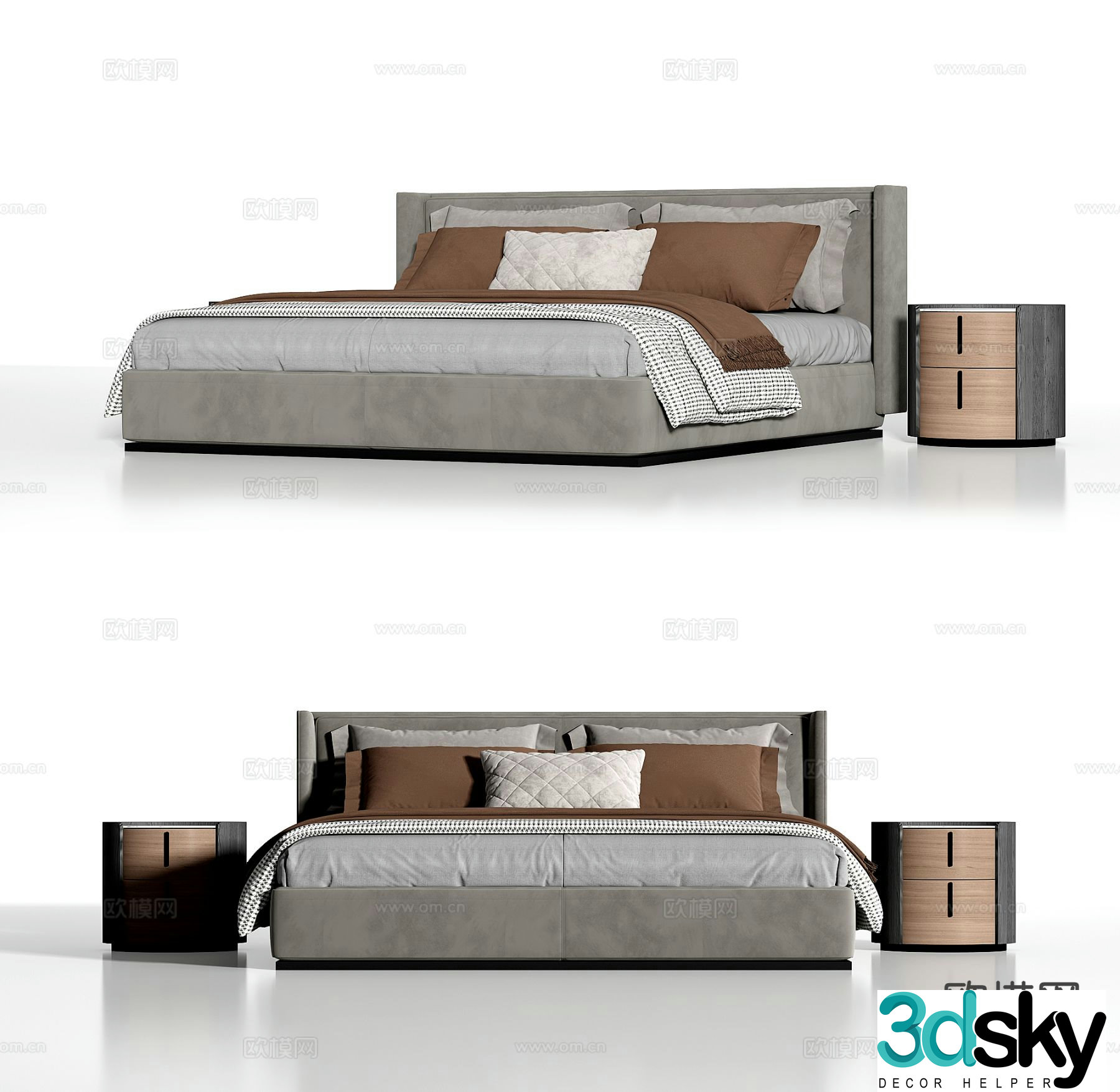 Modern double bed 3d model