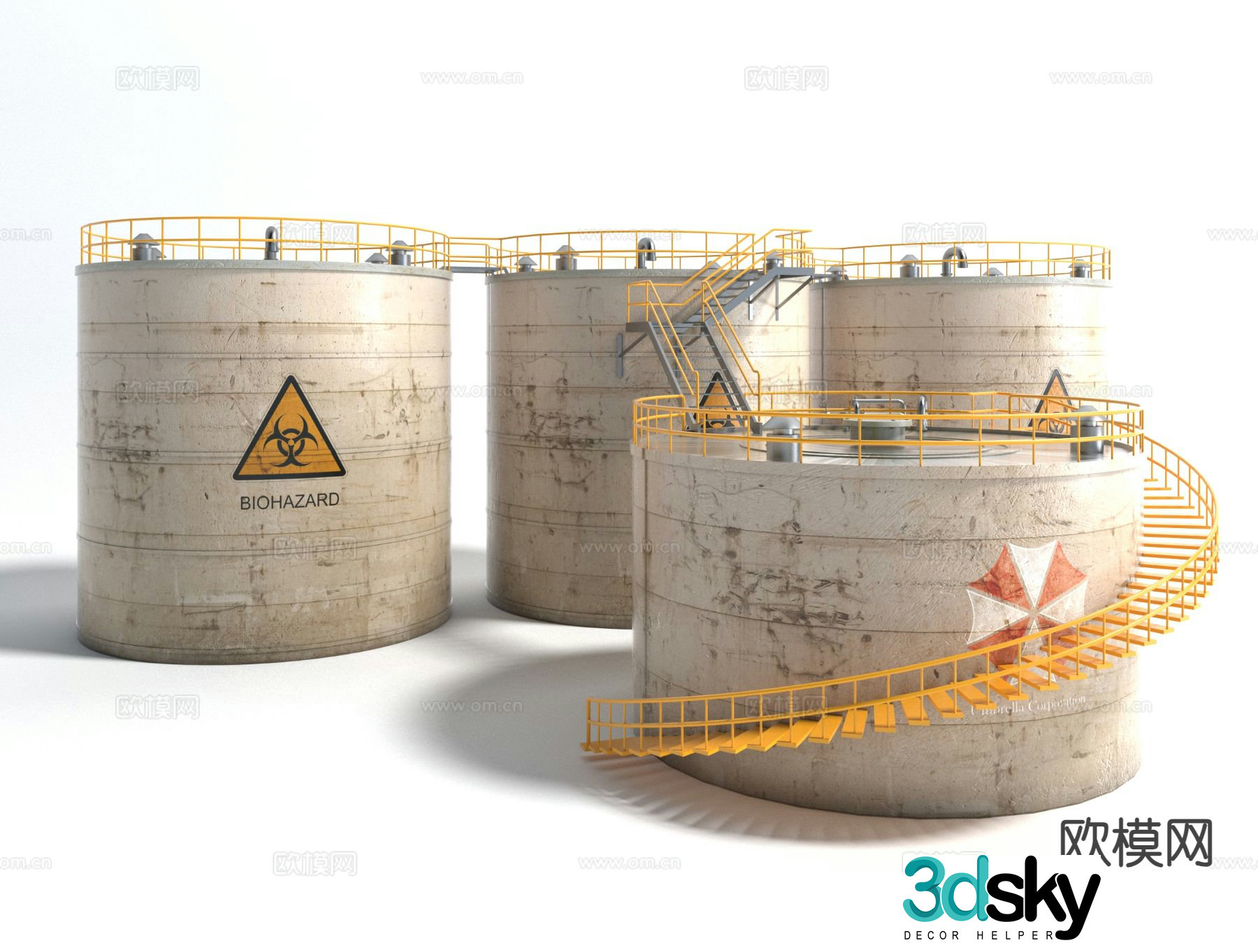 Dangerous goods water tower industrial equipment 3d model