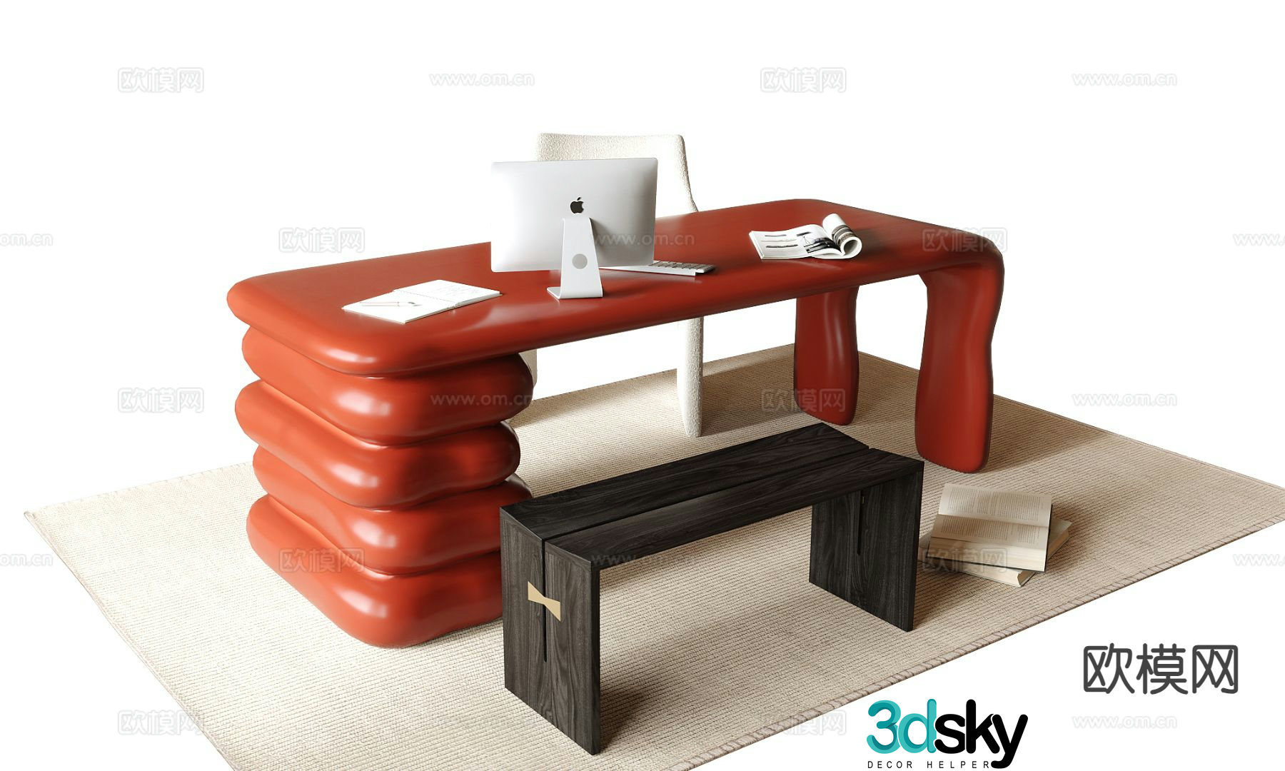 modern desk desk 3d model