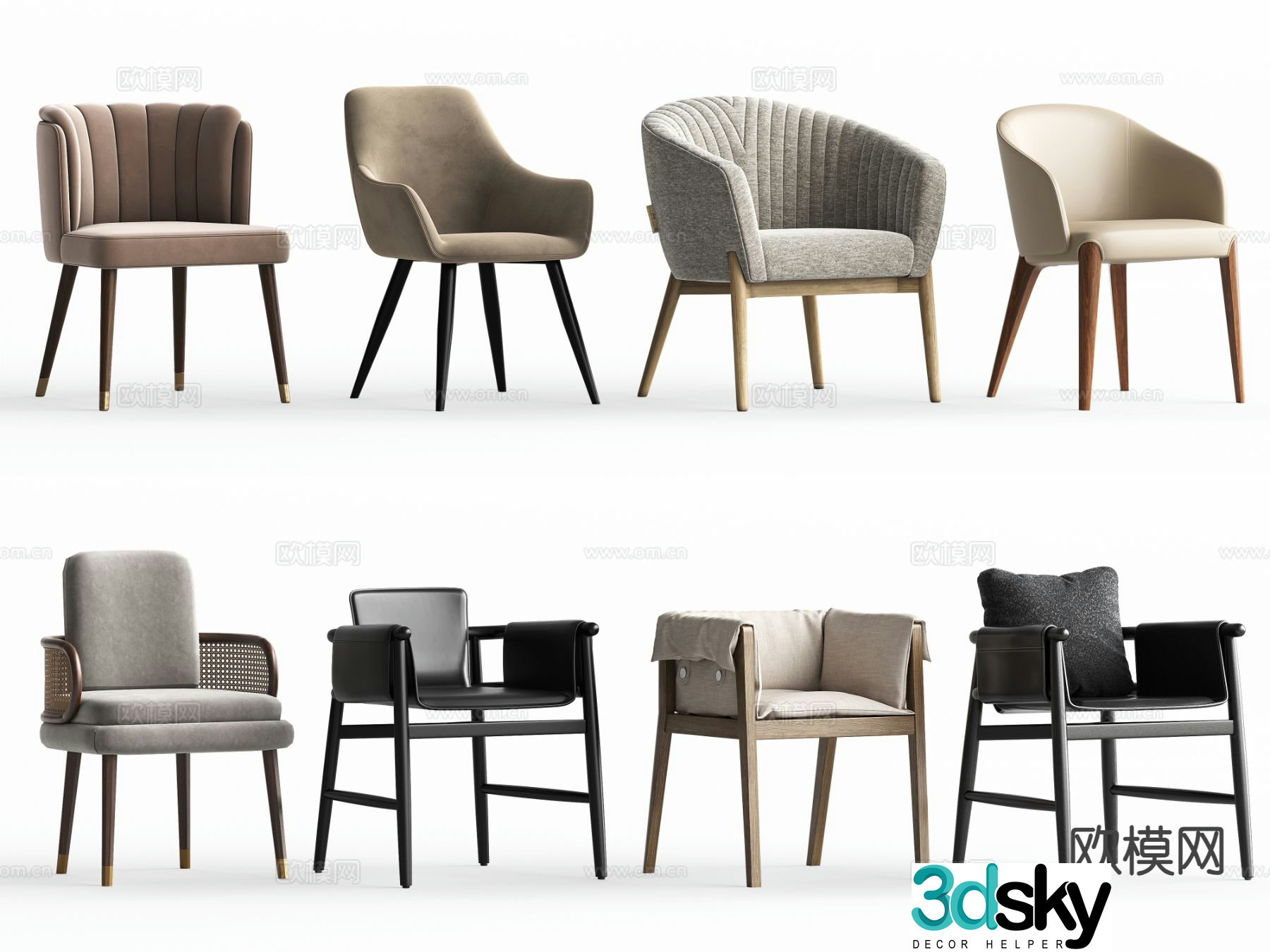 Modern chair leisure chair single chair 3d model