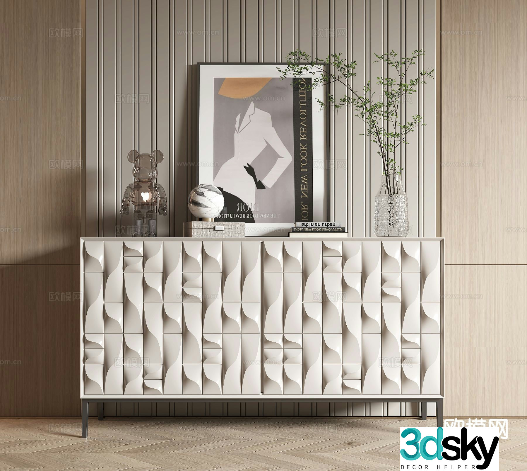 Modern side cabinet porch cabinet 3D model