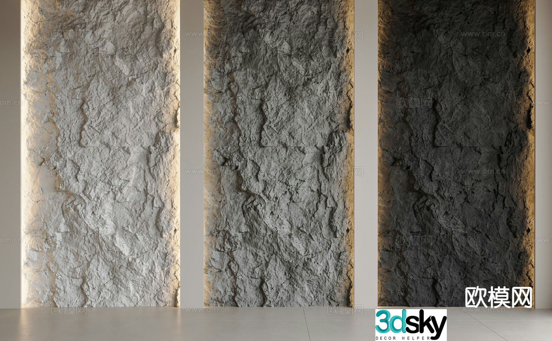 Modern wool stone background wall wool stone wall stone wall 3d model