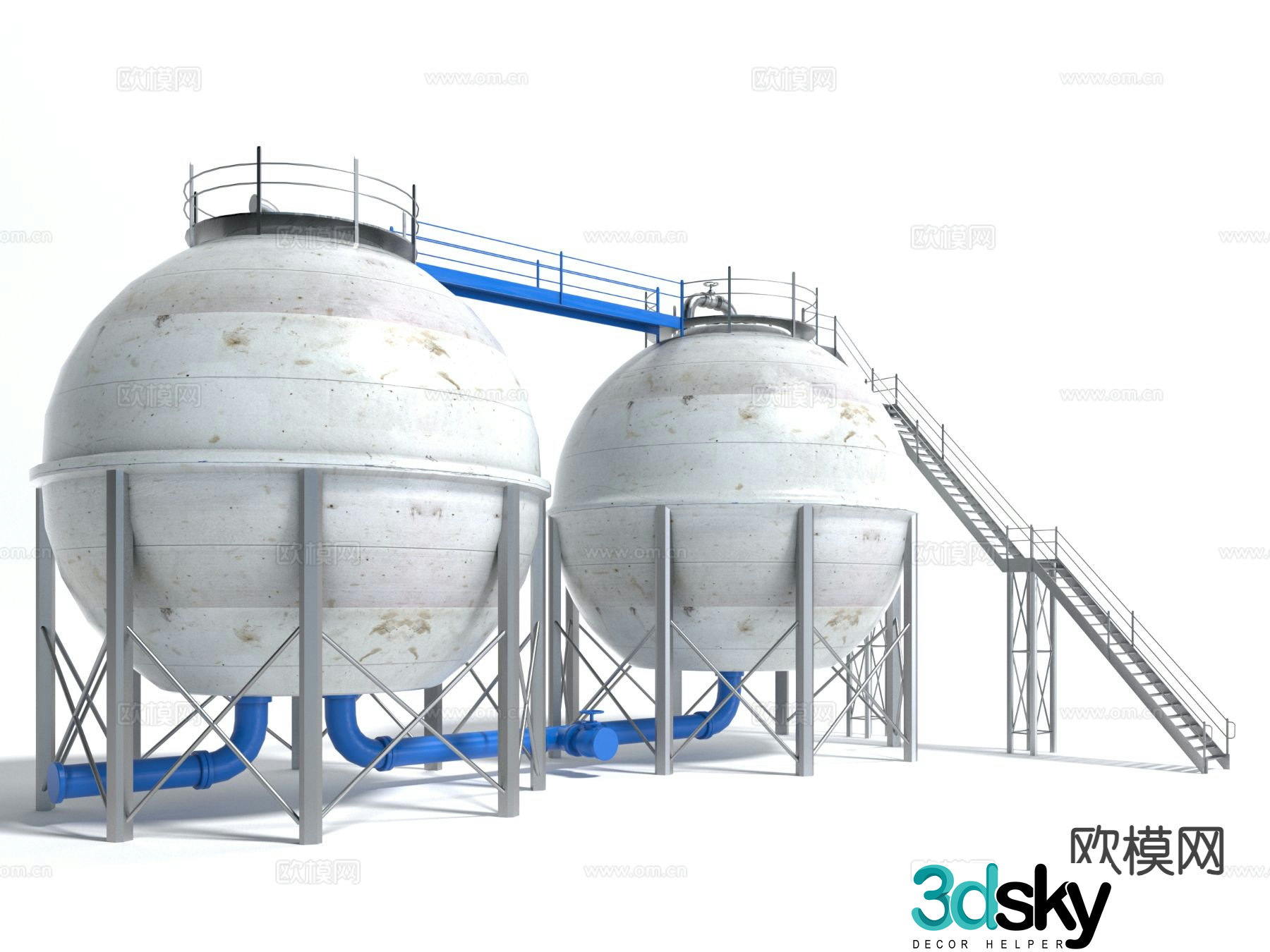 Modern water tower industrial equipment 3d model