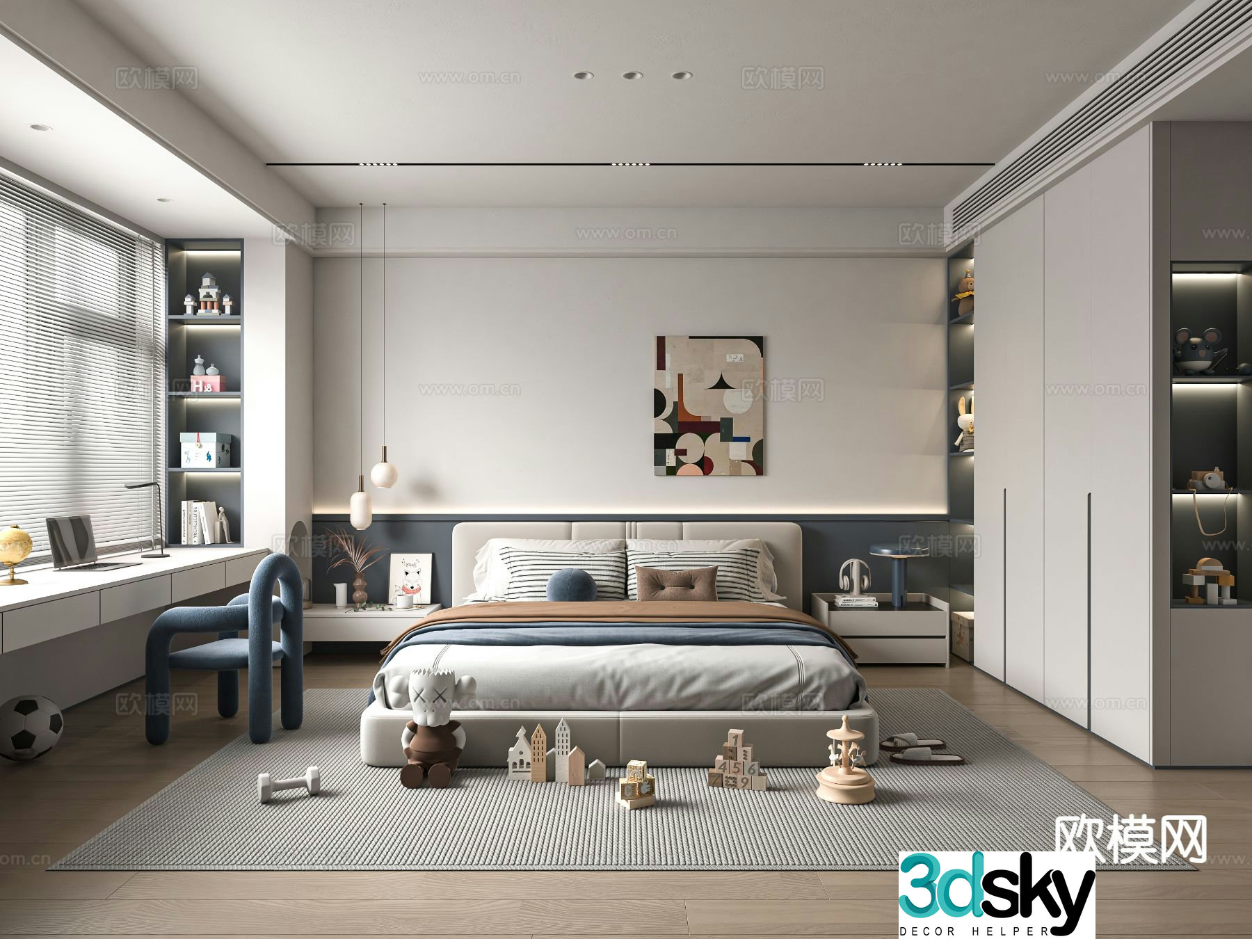 Modern boy room children’s room 3d model