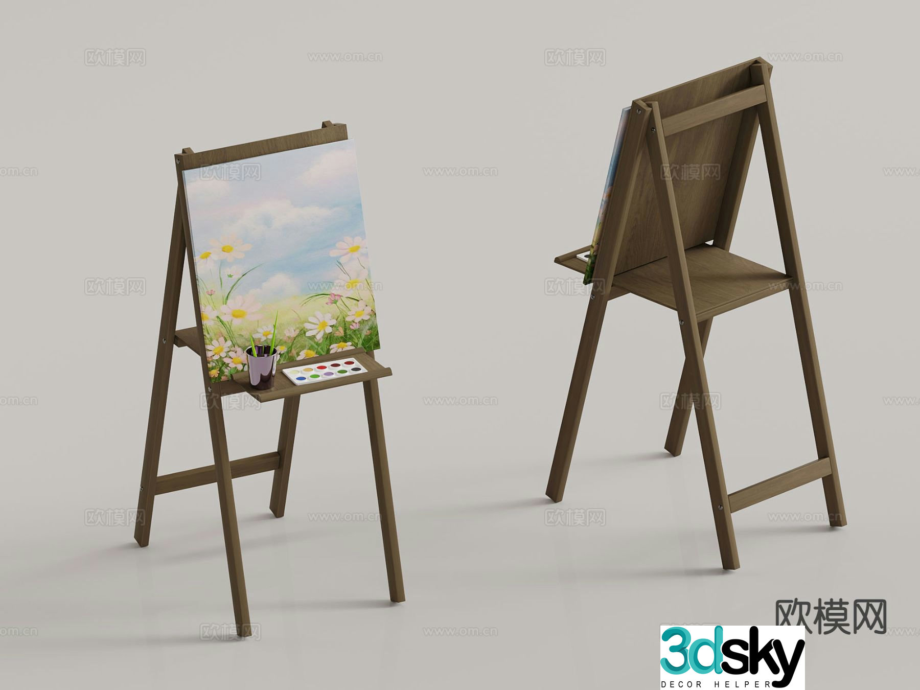 Modern painting equipment easel 3d model