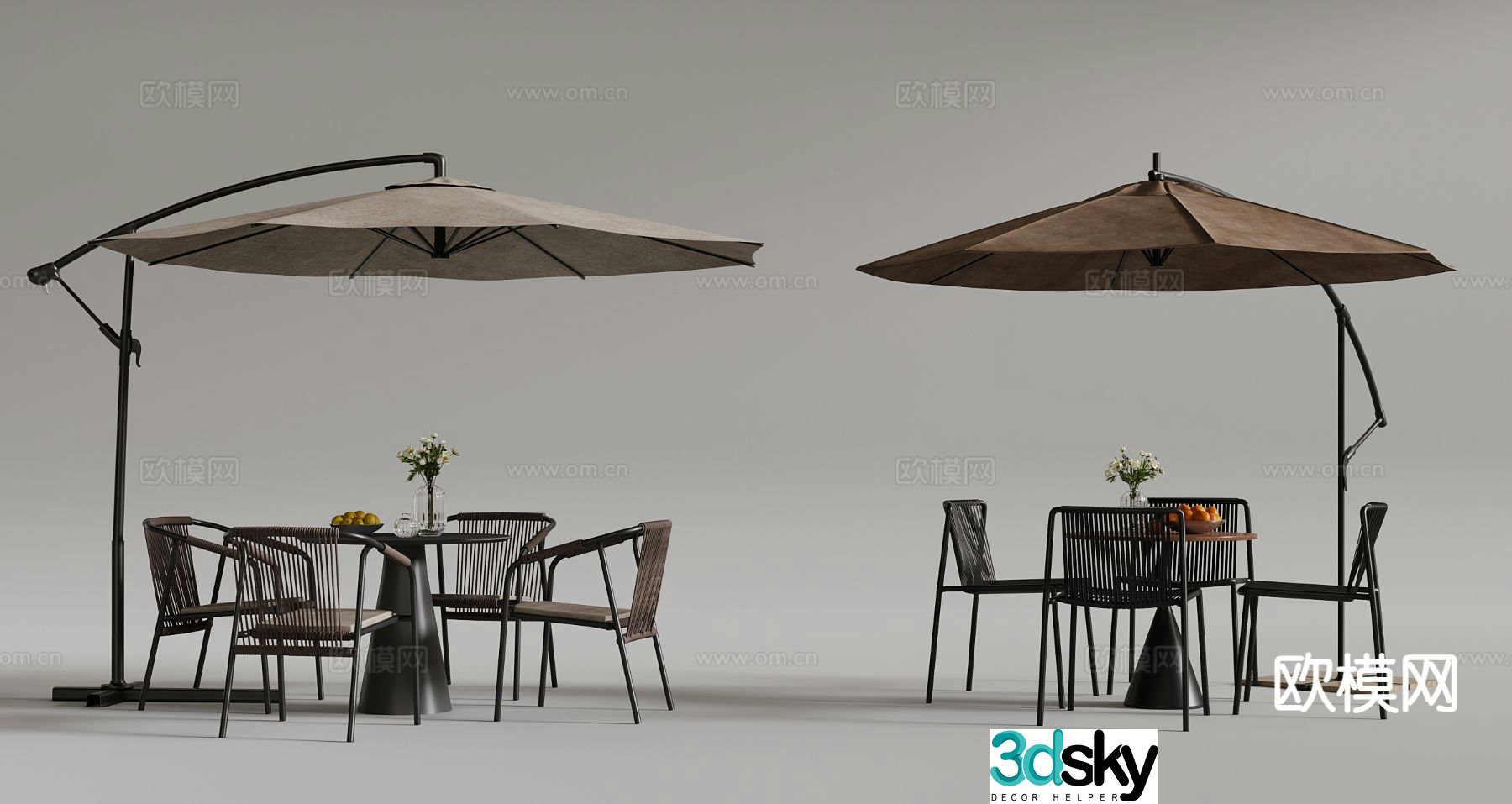 Outdoor tables and chairs parasol 3d model