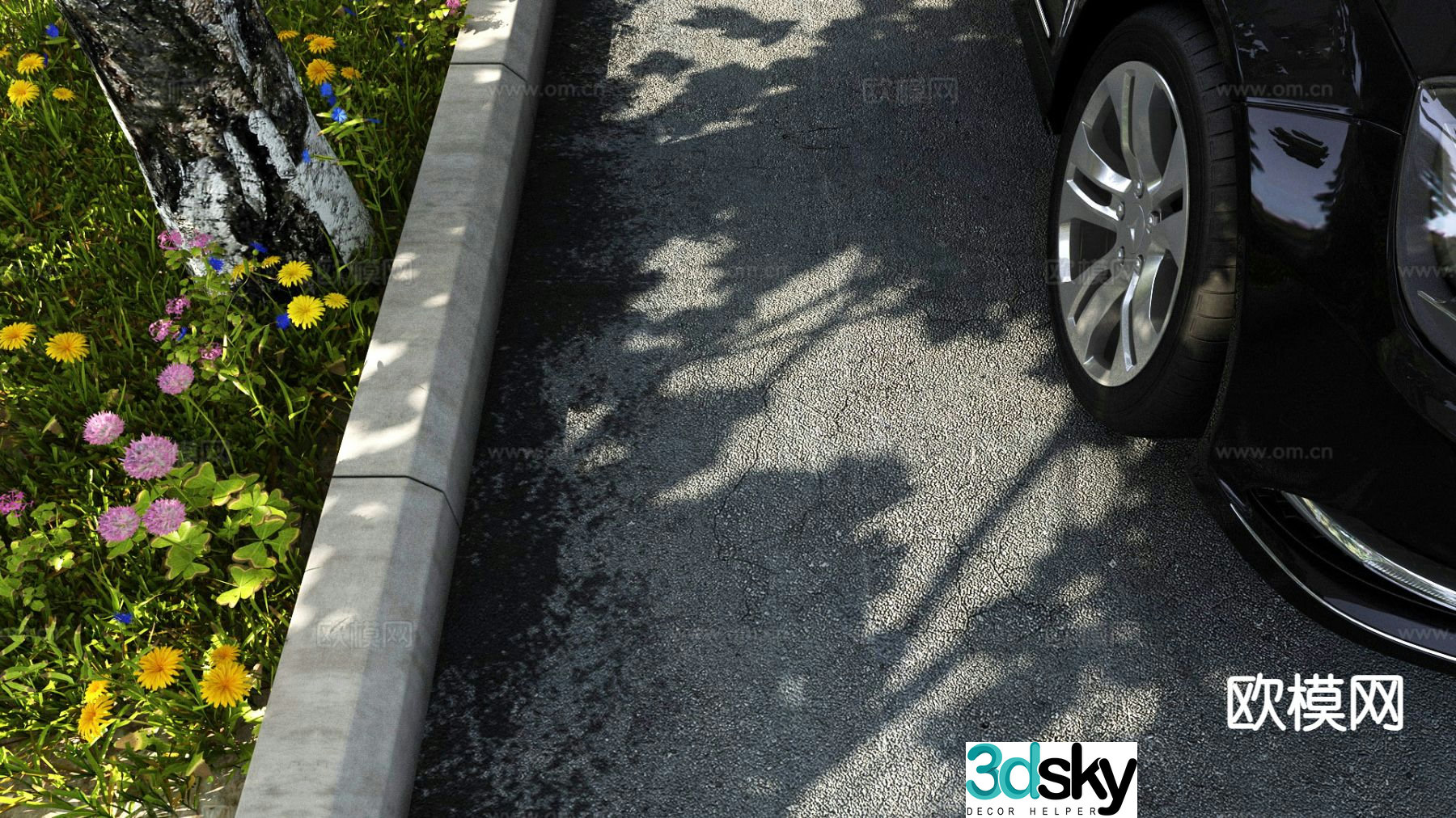 Modern roadside close-up street close-up 3d model
