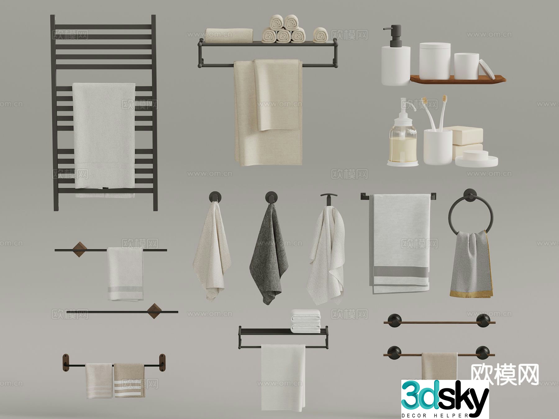 Towel rack towel bathroom accessories 3d model