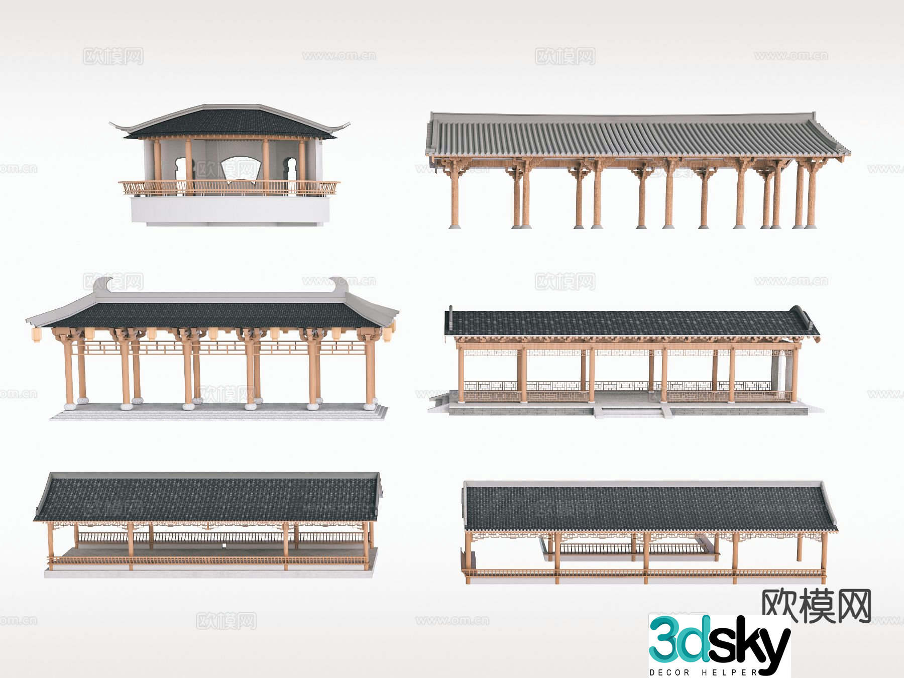 Landscape corridor pavilion promenade 3D model
