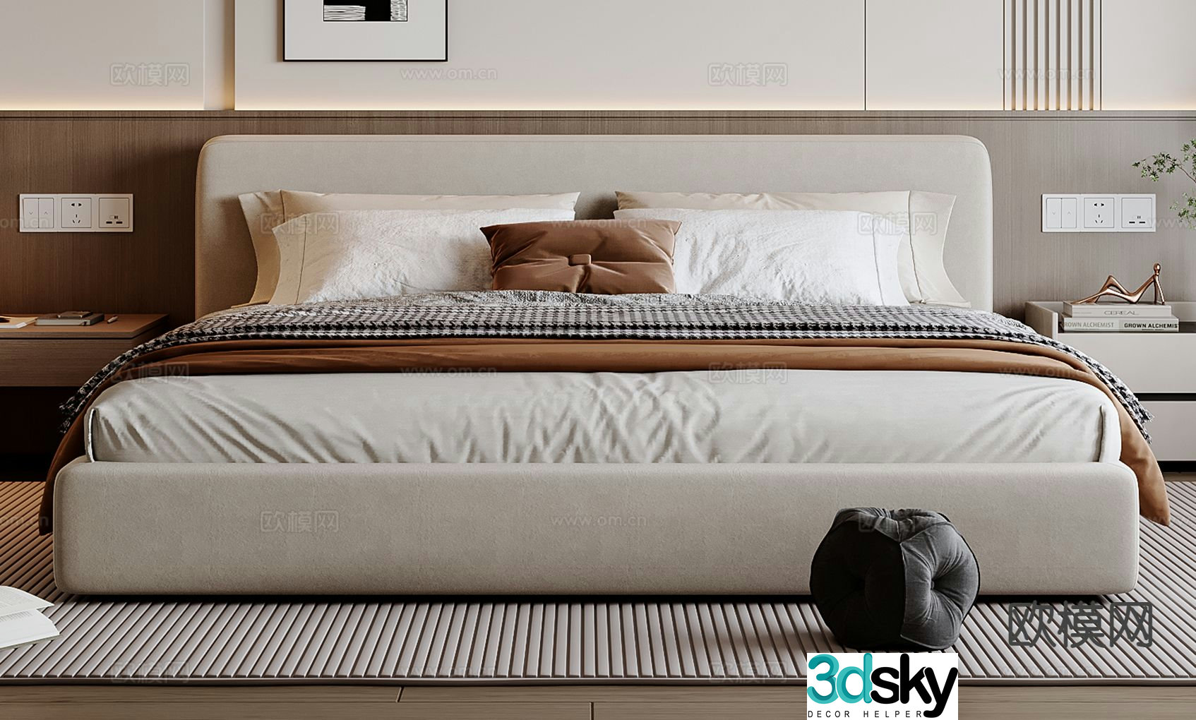 Modern double bed 3d model
