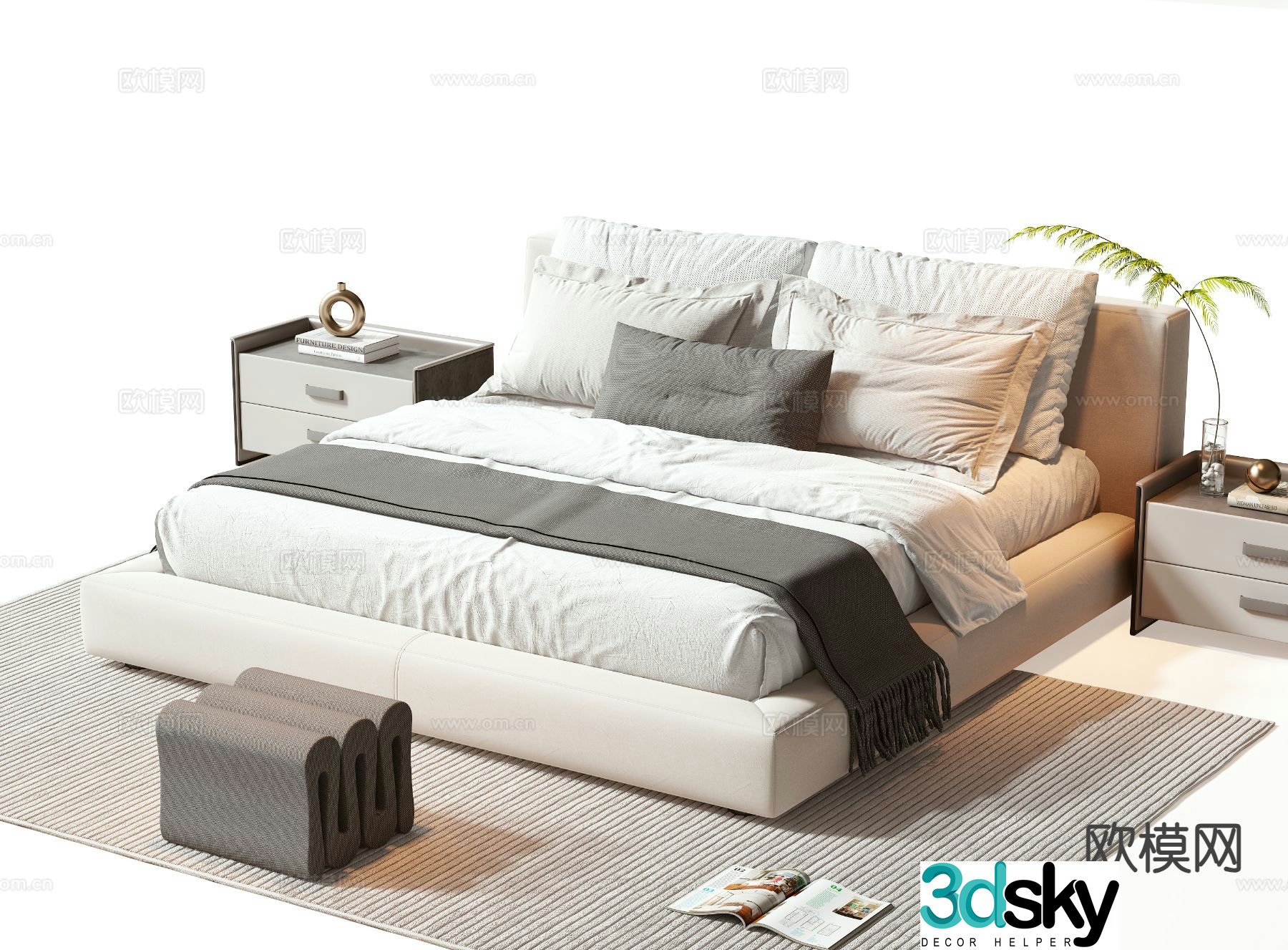 Modern double bed 3d model