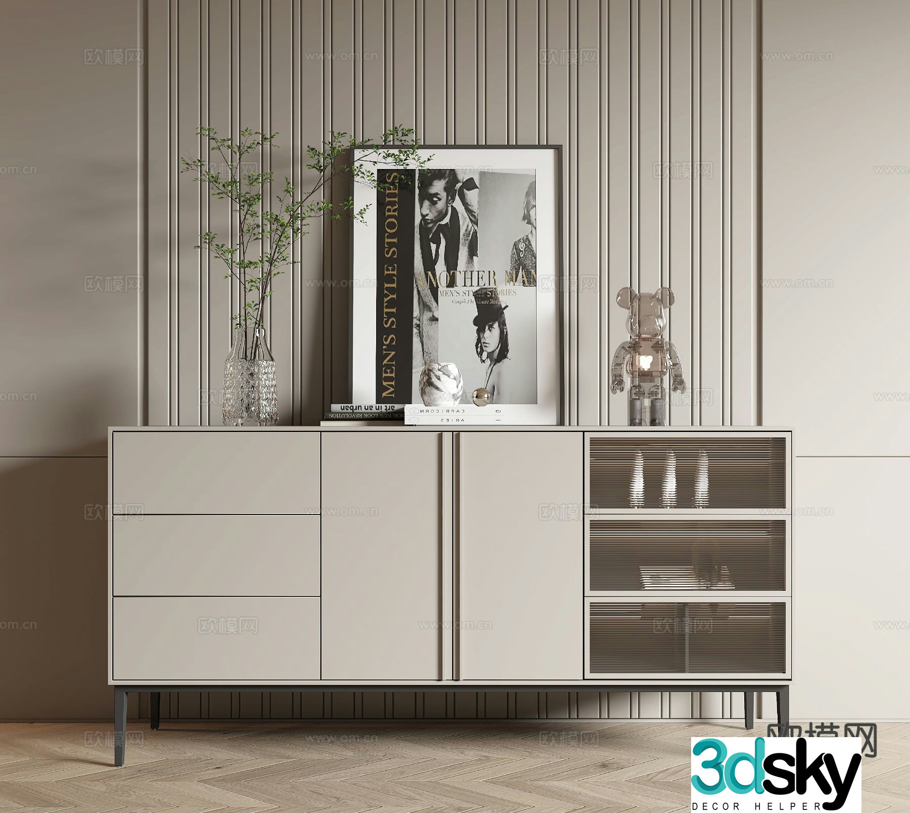 Modern side cabinet end view cabinet entrance cabinet 3D model