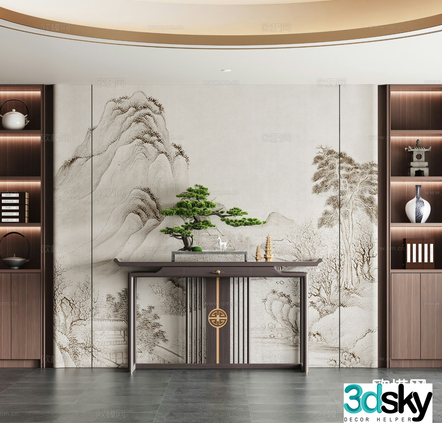 New Chinese style entrance strip 3D model