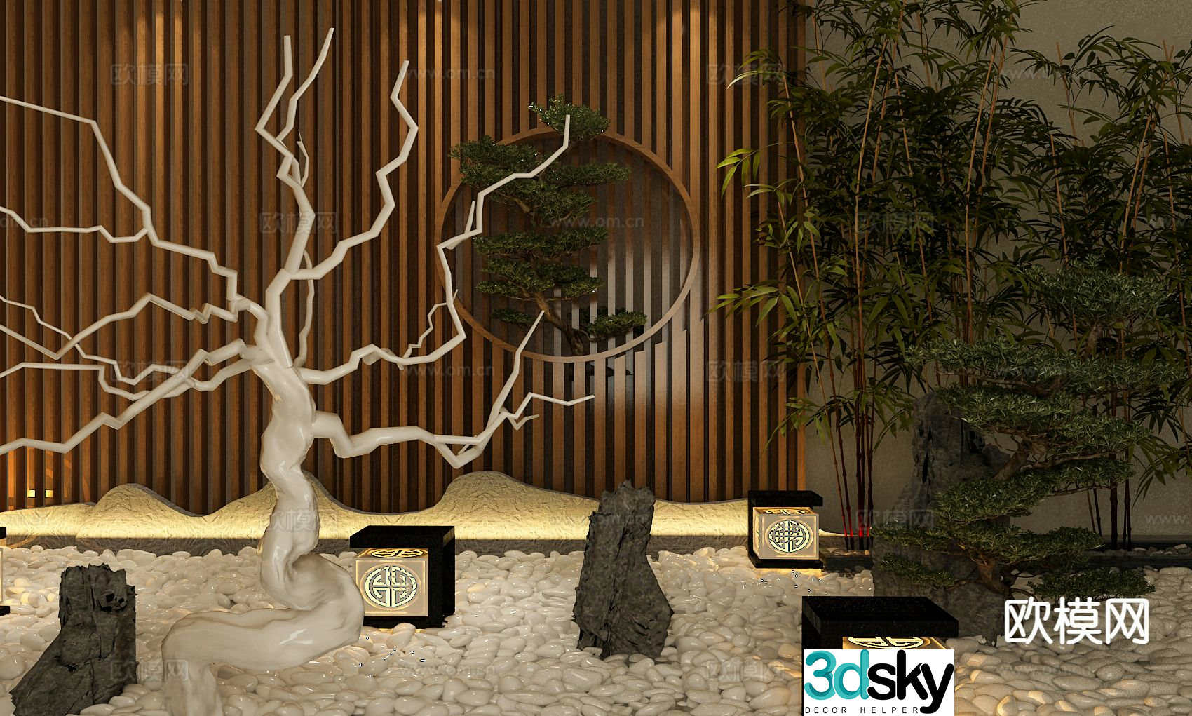 New Chinese style landscape sketch indoor sketch 3d model