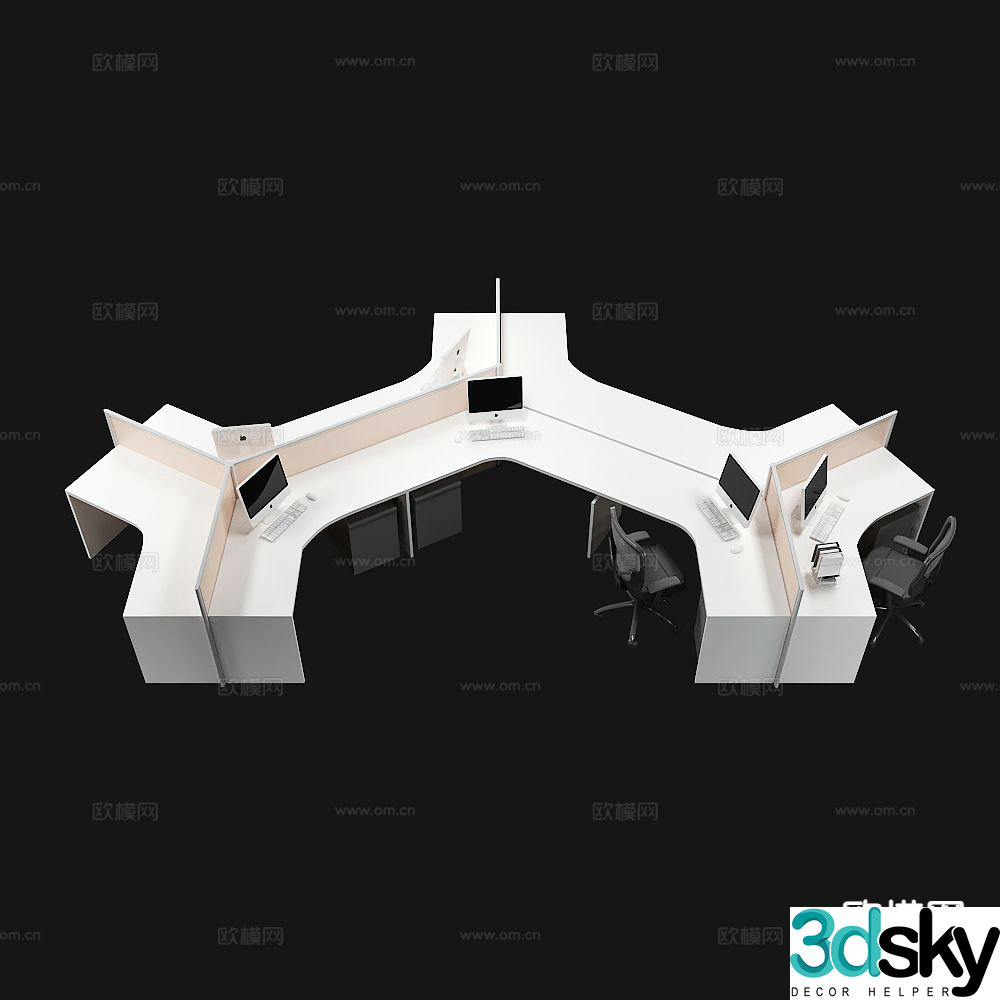 Office desk and chair employee desk and chair 3d model