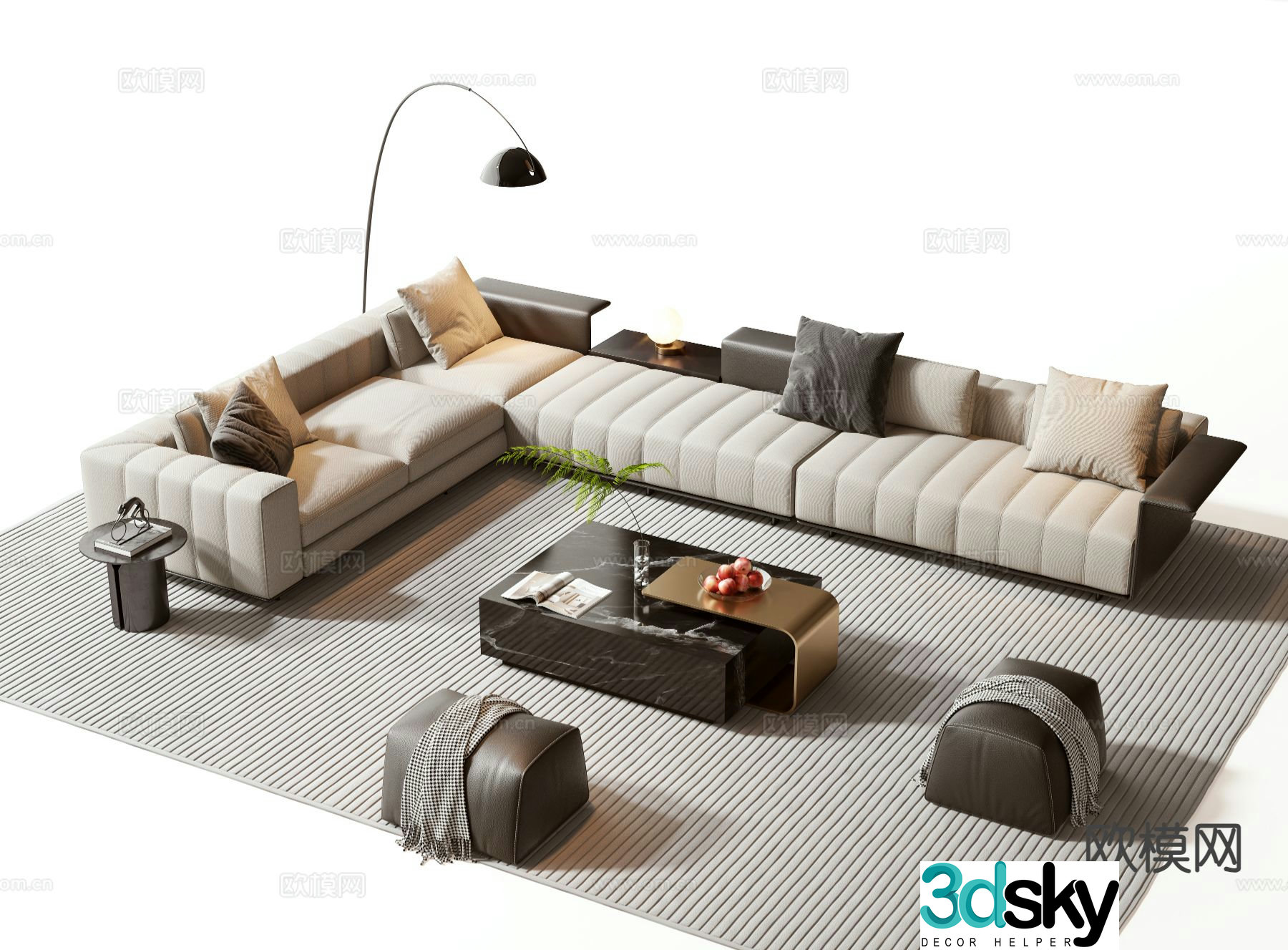 Modern sectional sofa 3d model