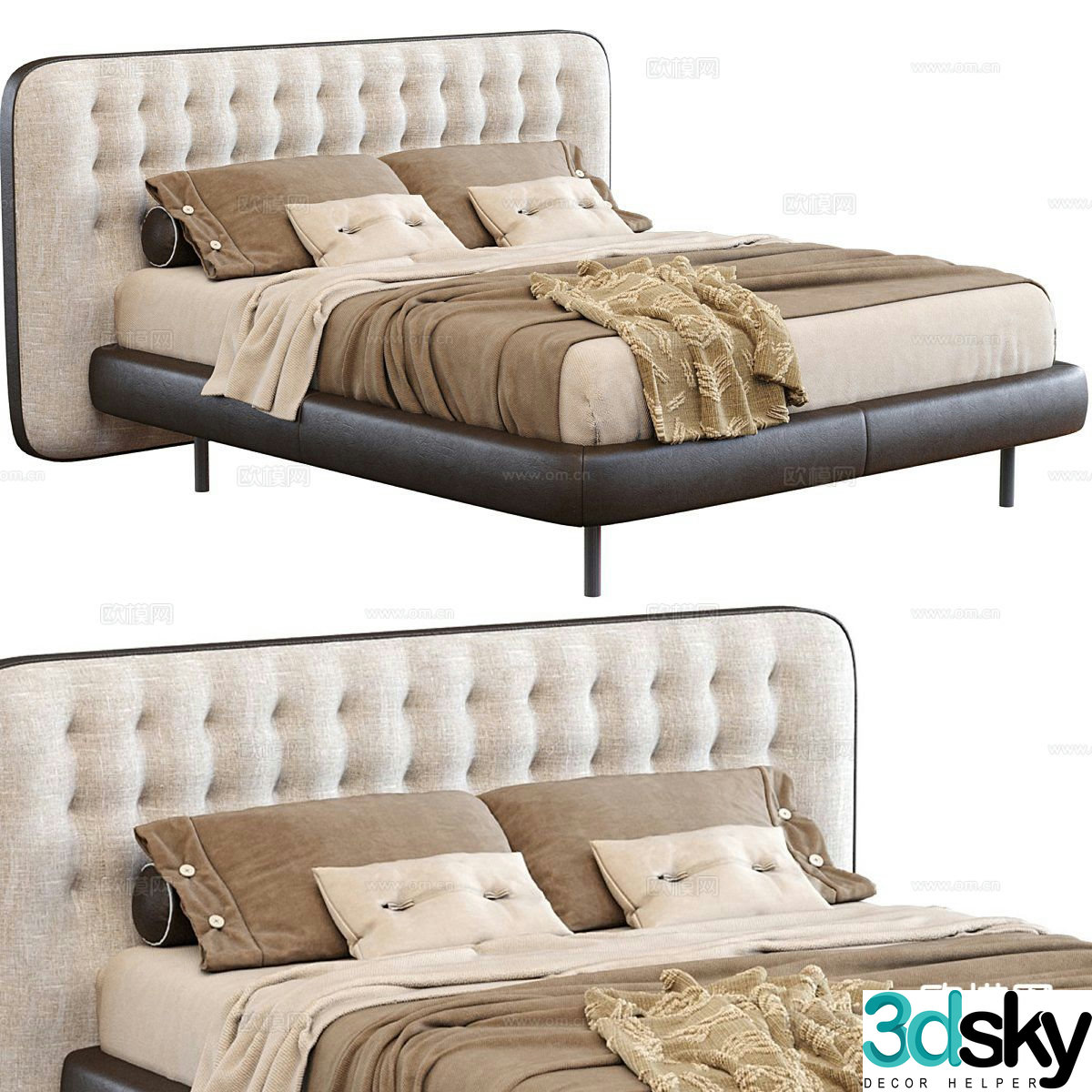 Modern double bed 3d model