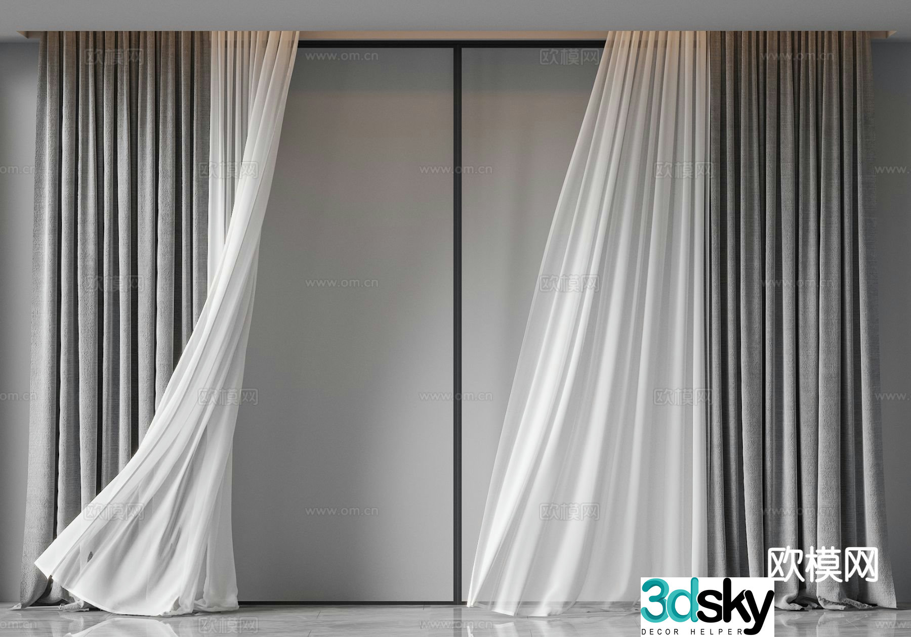 Plain curtain gauze 3d model