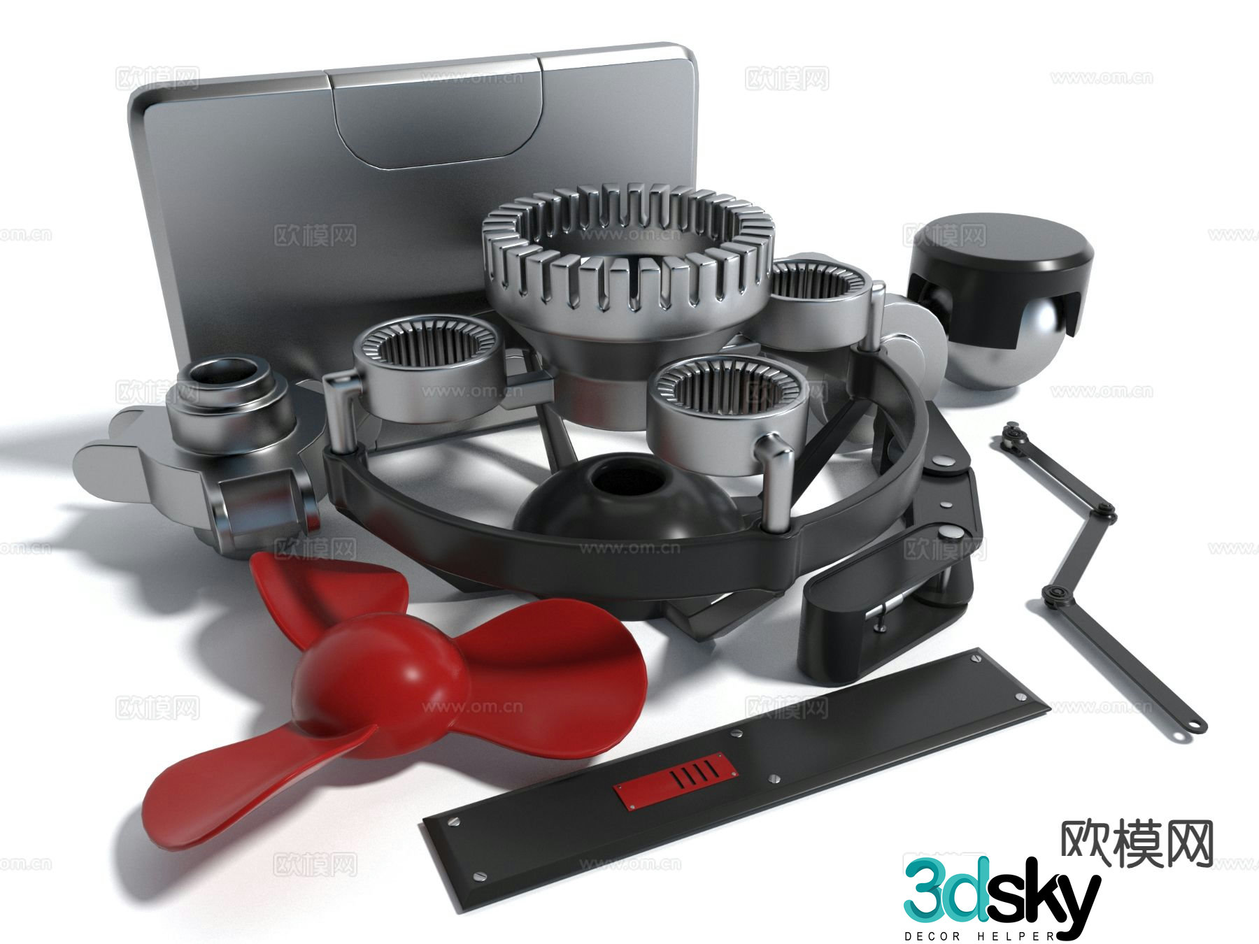Modern mechanical parts 3d model