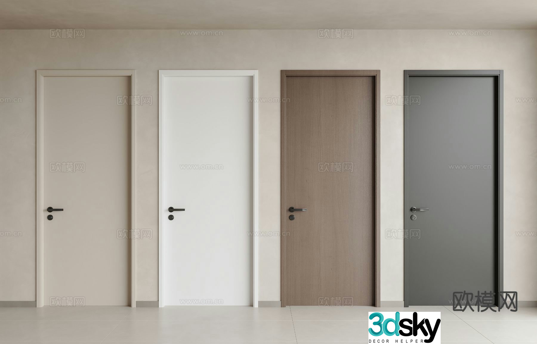 Modern room door Bedroom door Swing door Entry door 3d model