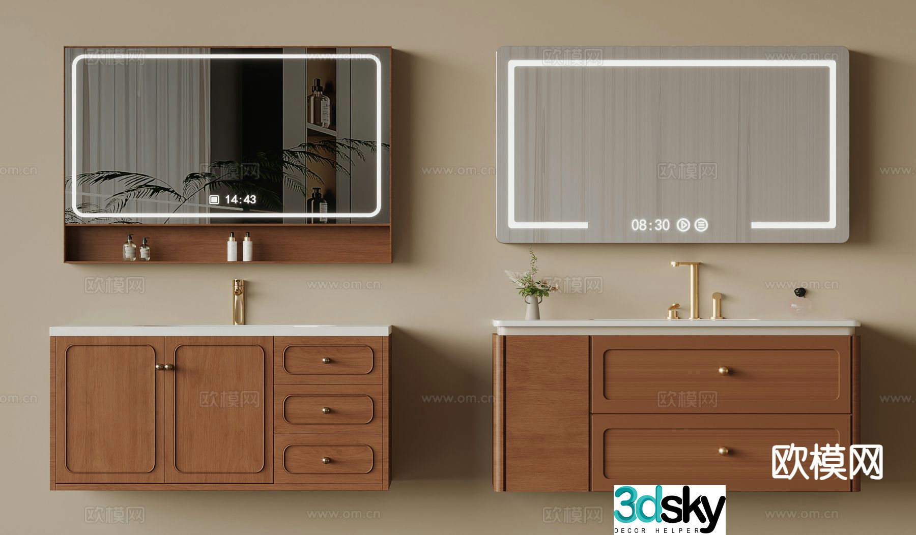Medieval style bathroom cabinet sink 3D model