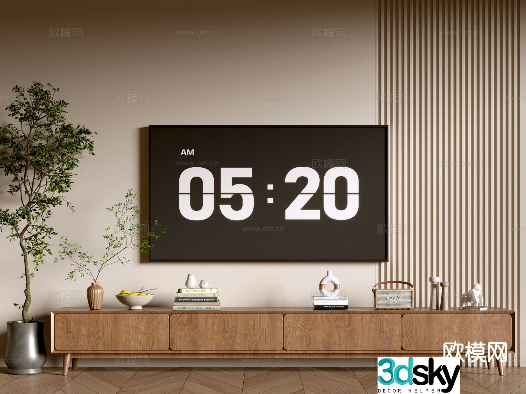 Middle-aged TV cabinet 3D model
