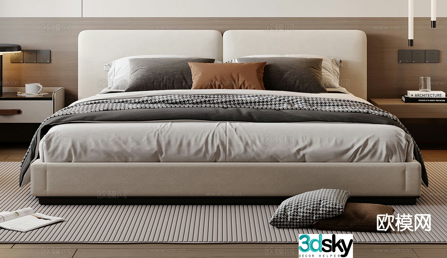 Modern double bed 3d model