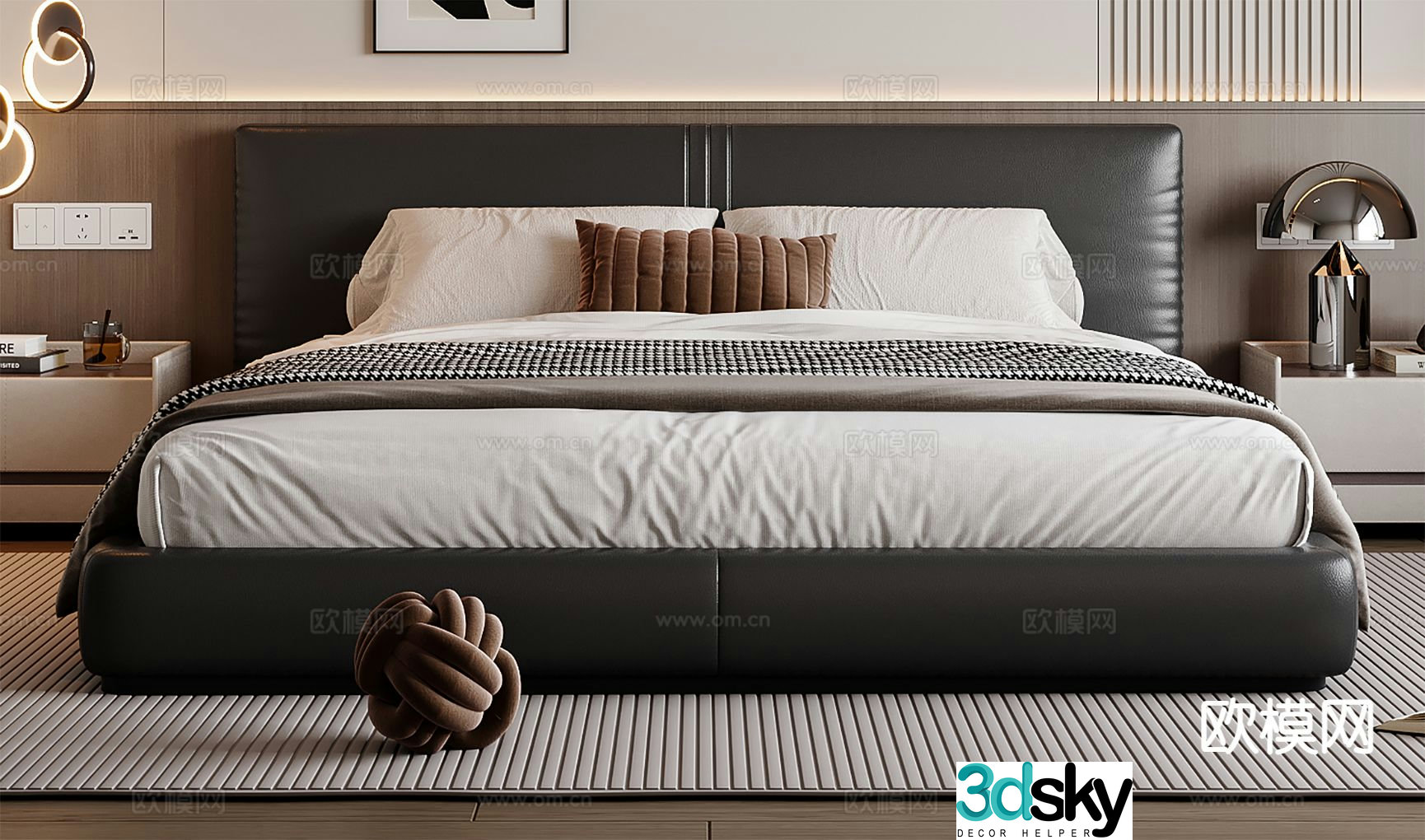 Italian double bed 3d model