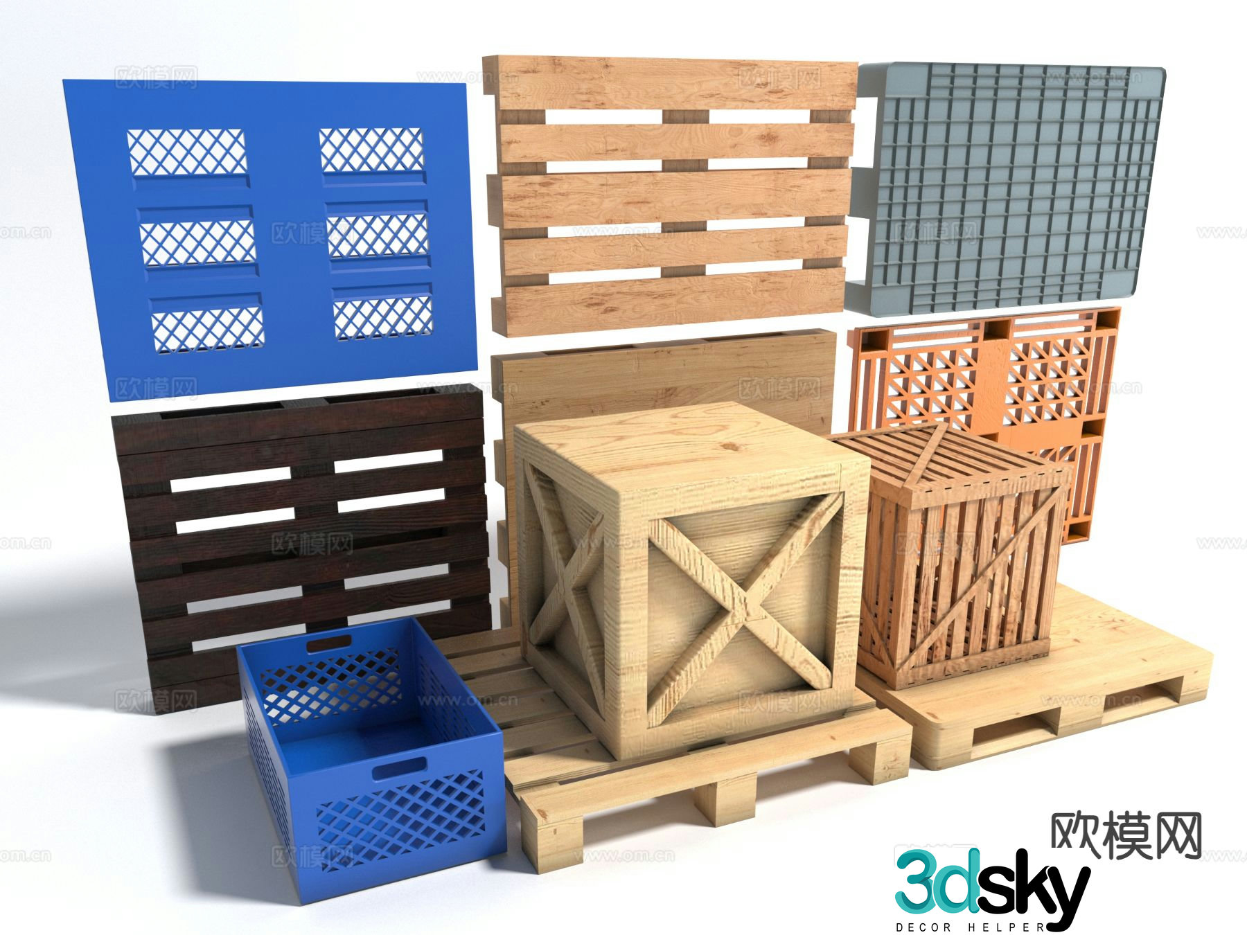 Industrial wooden board wooden box 3d model