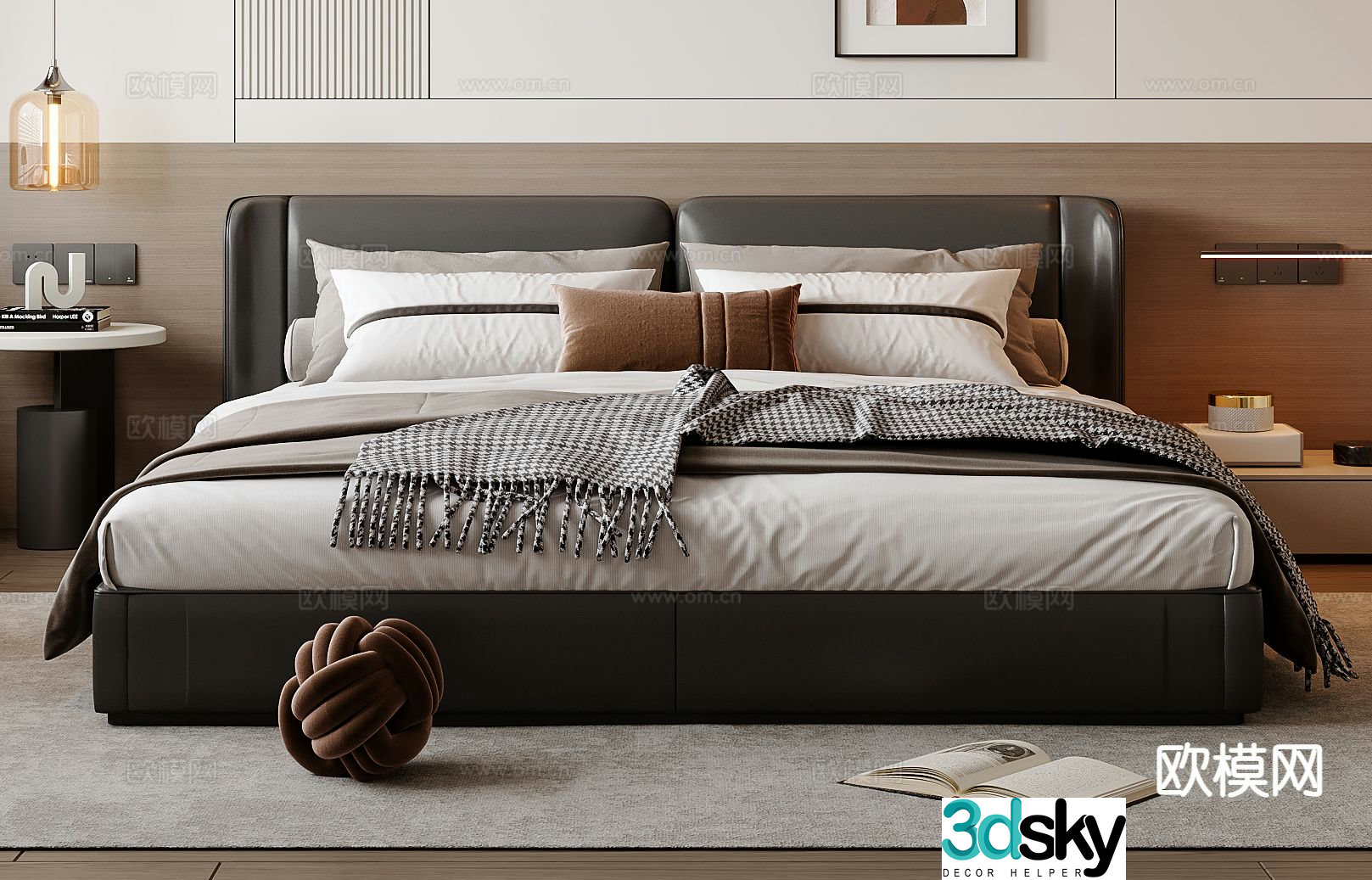 Italian double bed 3d model