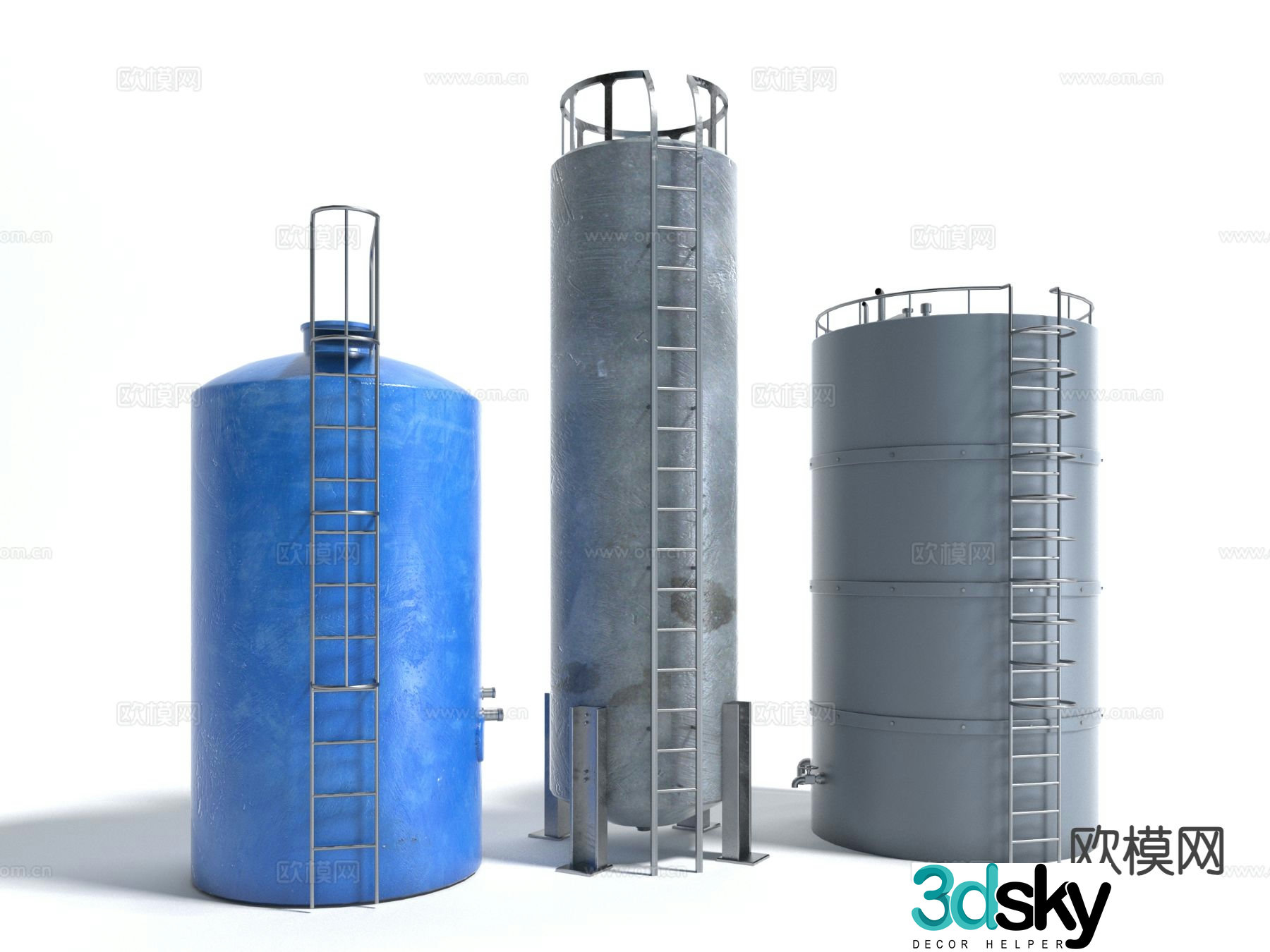 Modern industrial water tower 3d model