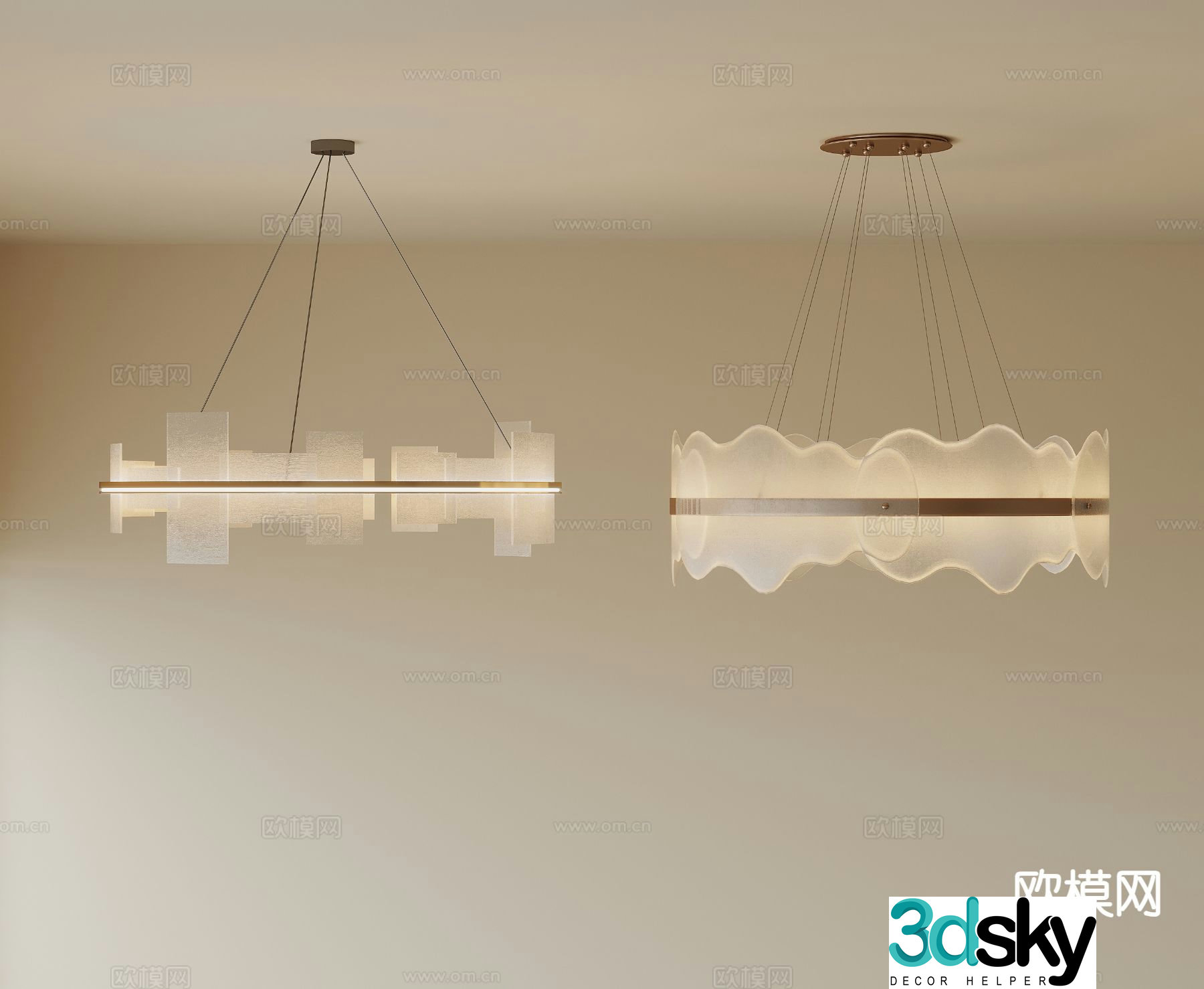 New Chinese style chandelier ring chandelier 3d model