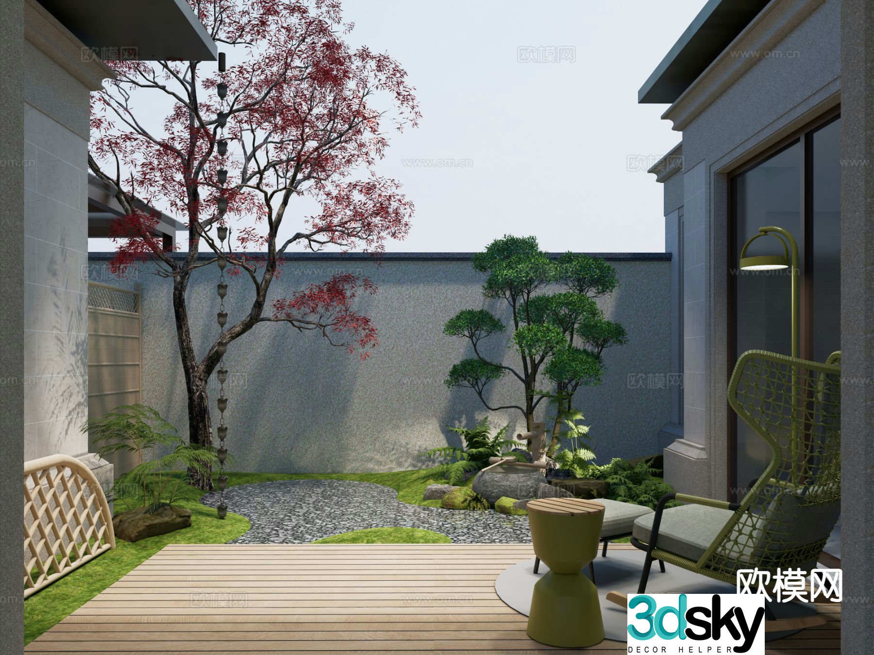 New Chinese style courtyard garden courtyard landscape 3d model