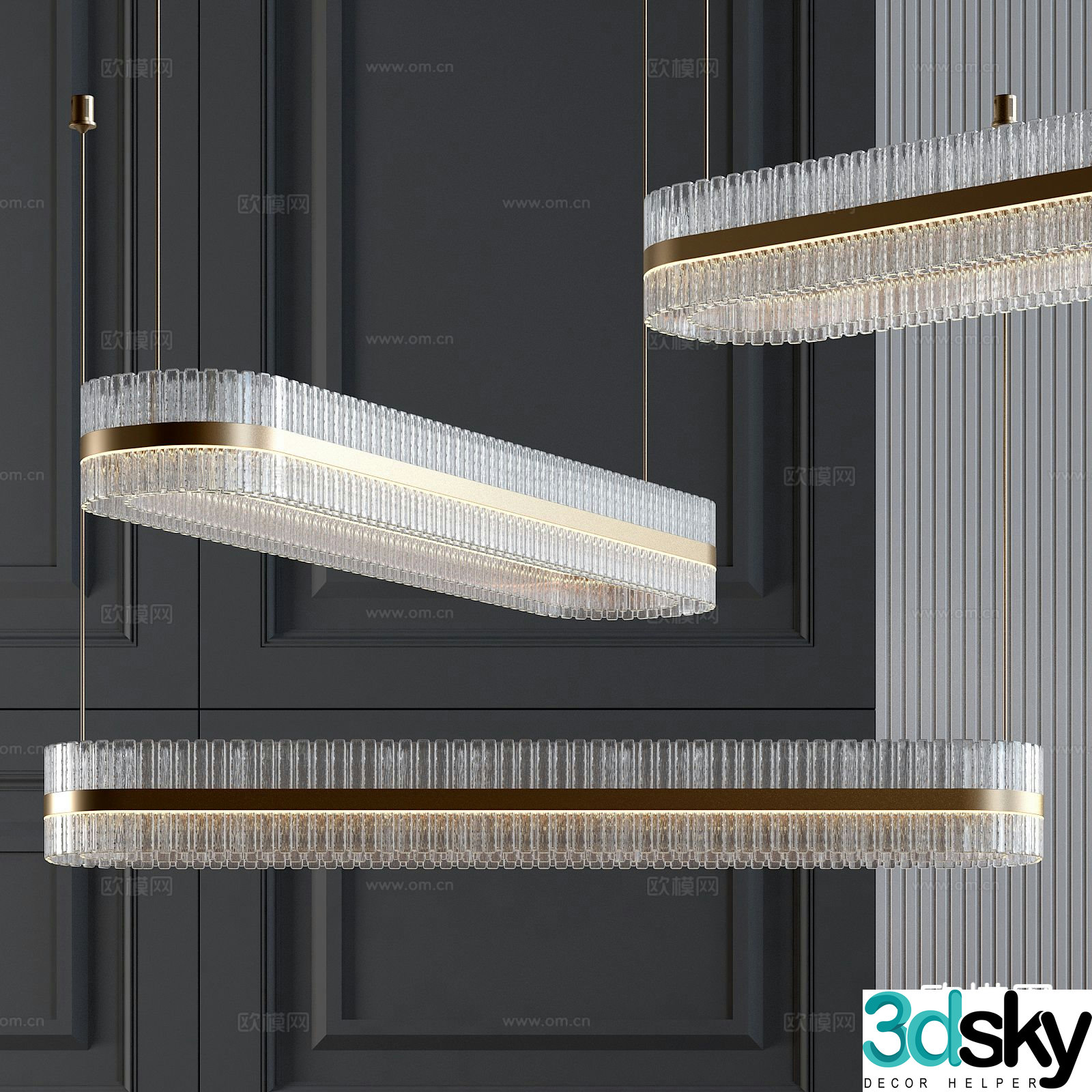 Light luxury crystal chandelier 3d model