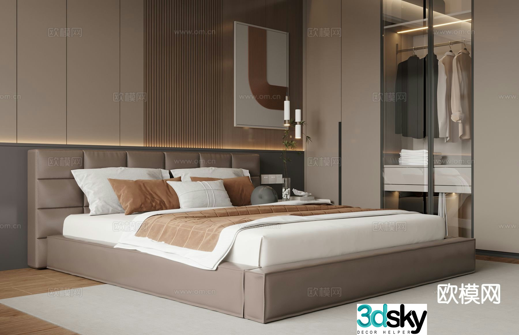 Italian double bed 3d model