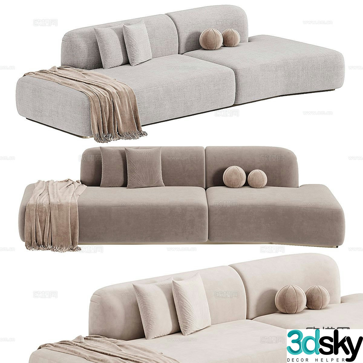 Modern multi-seater sofa 3d model