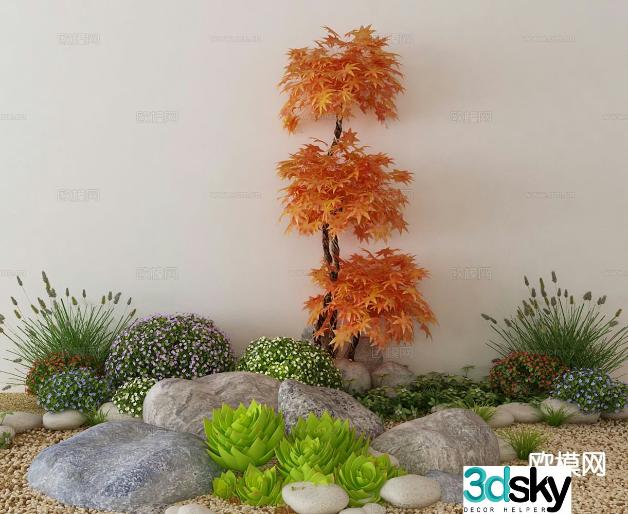 Modern plant landscaping landscape sketch 3D model