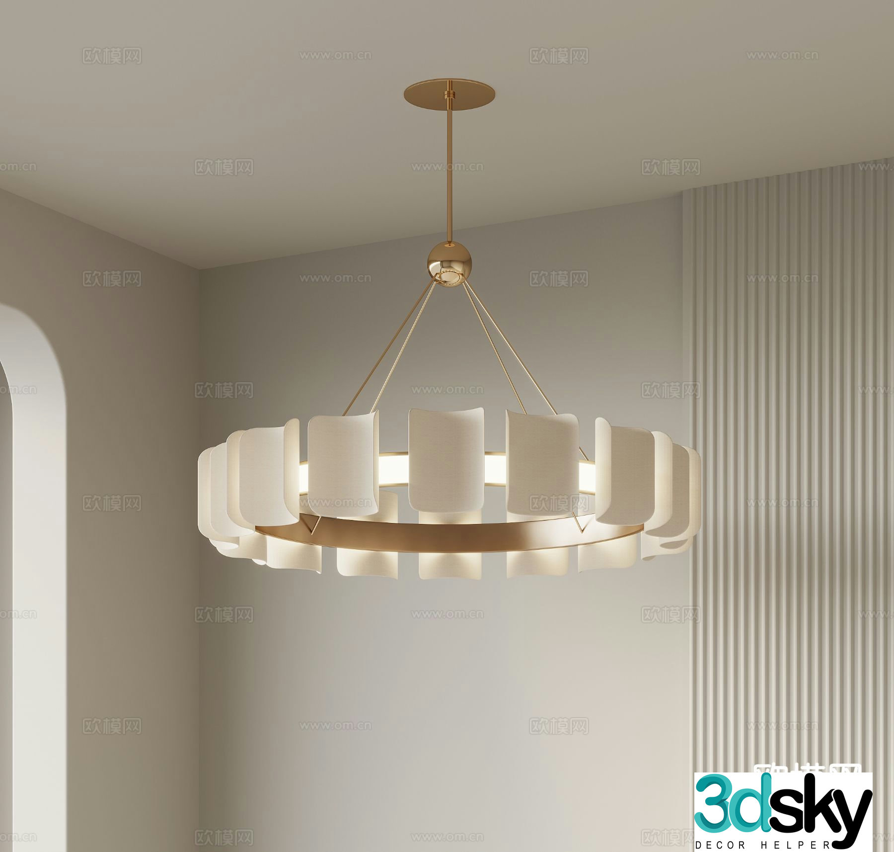 Cream style chandelier ring chandelier 3d model