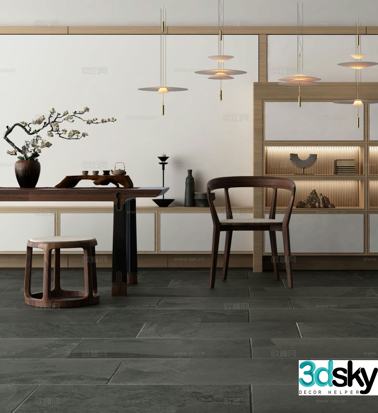 New Chinese style tea chair chair 3d model