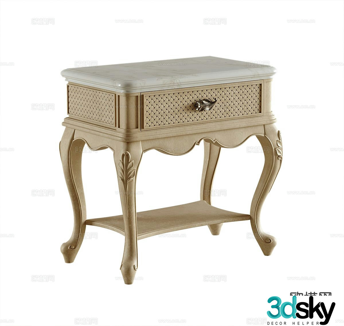 American bedside table 3d model