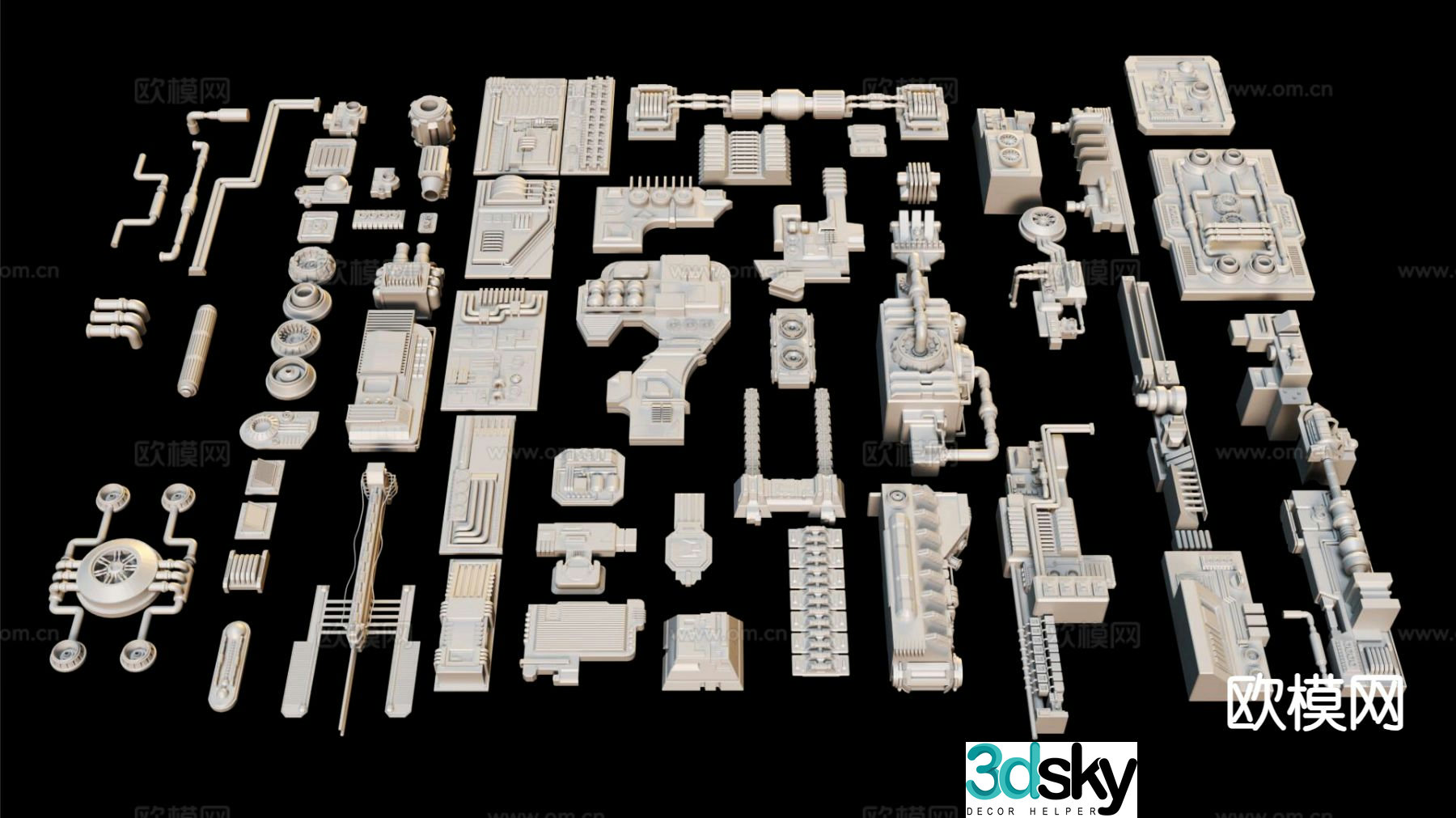 Industrial wind machinery parts 3D model