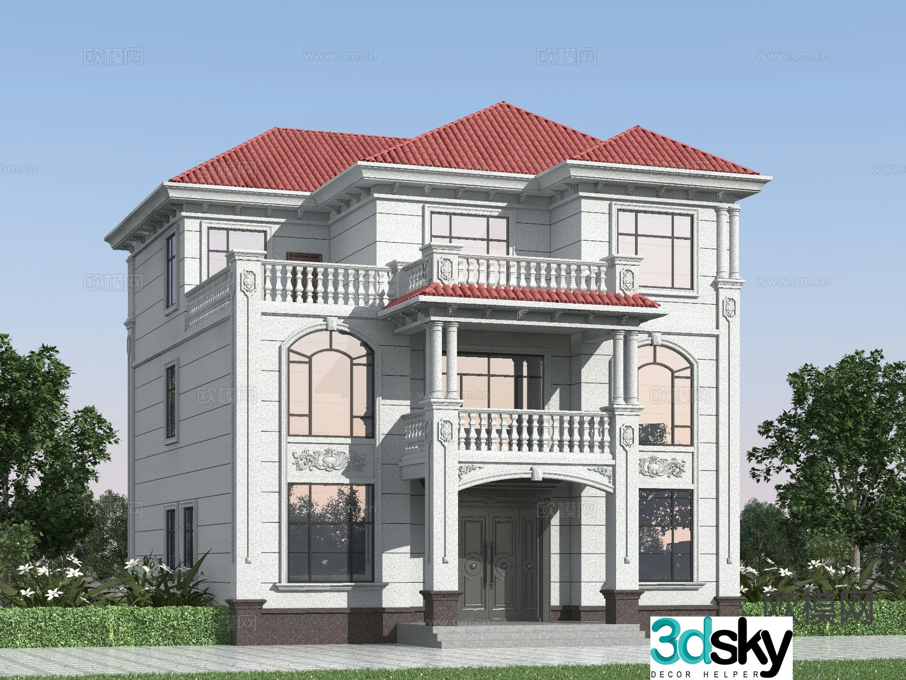 European style single-family villa appearance 3D model