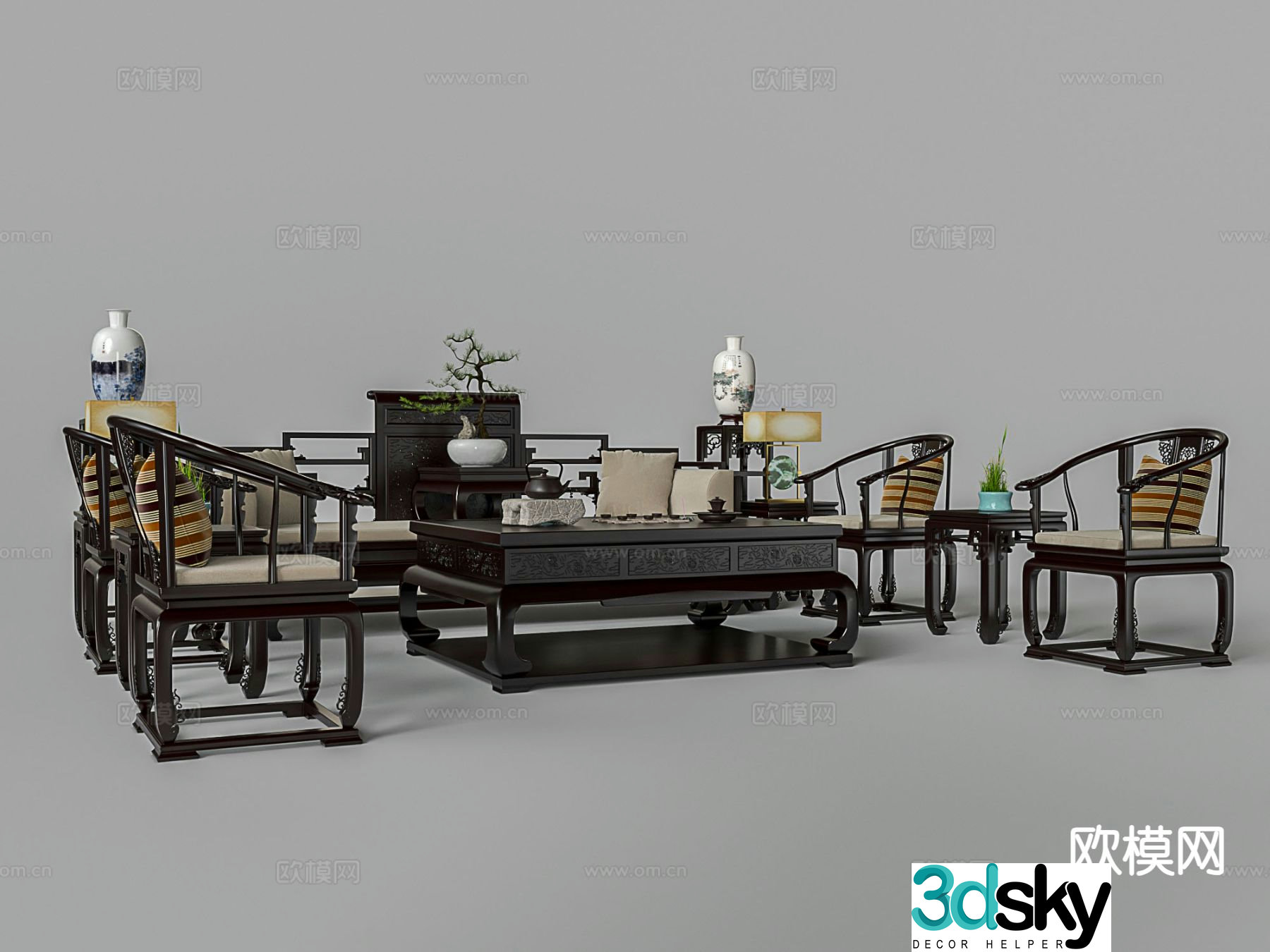 Chinese combination sofa 3D model