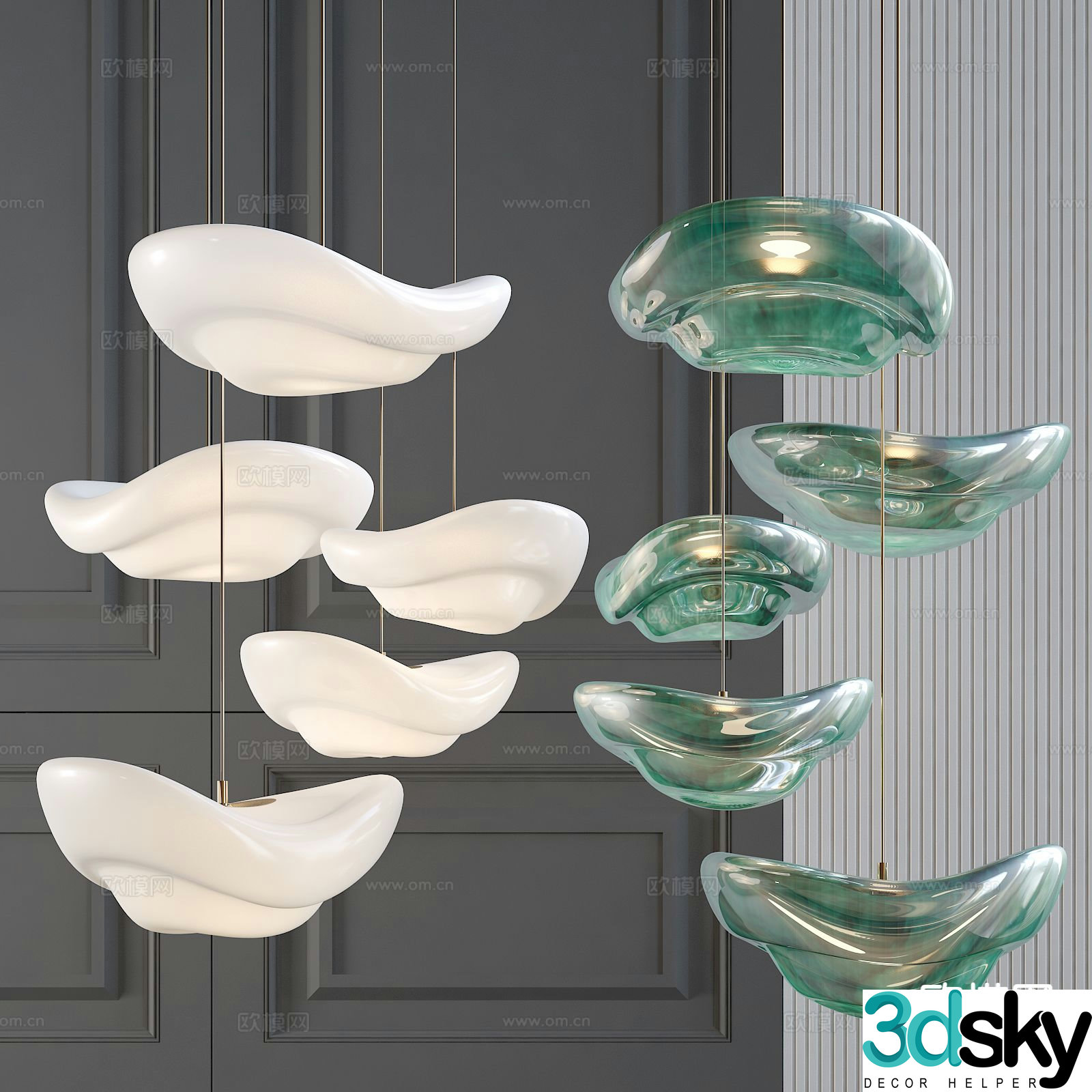 Light luxury chandelier glass chandelier 3d model